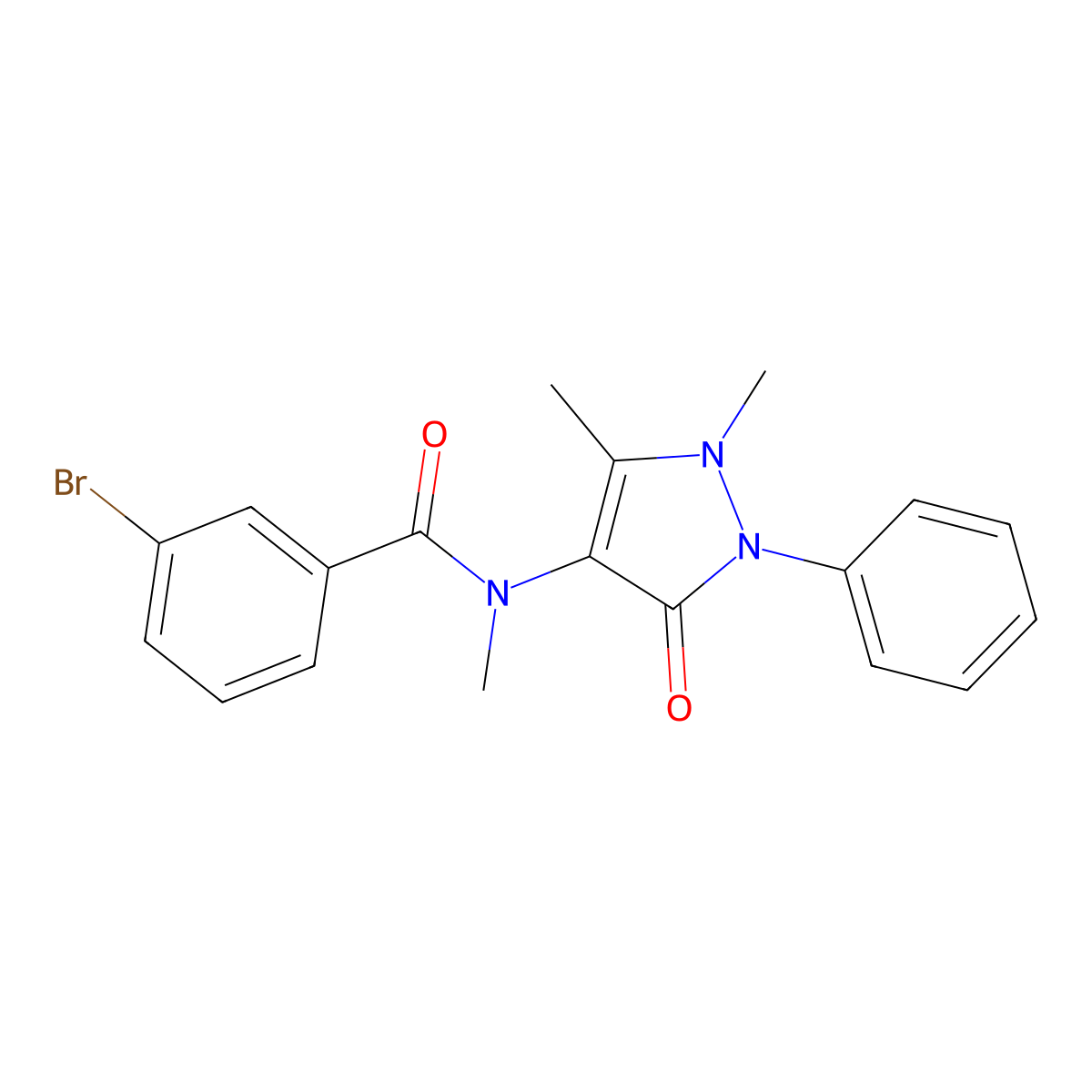 Benzamide, N-antipyrinyl-m-bromo-N-methyl- molecular structure, CAS 15166-14-0