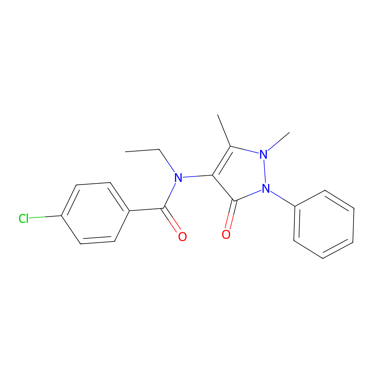 Benzamide, N-antipyrinyl-p-chloro-N-ethyl- molecular structure, CAS 15166-17-3