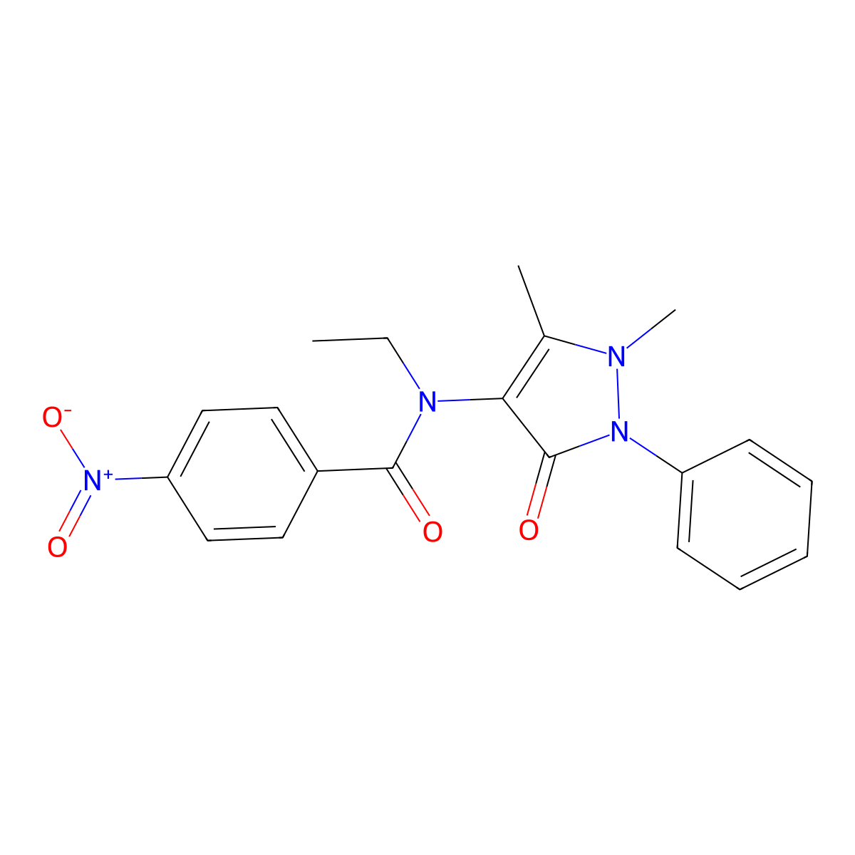 Benzamide, N-antipyrinyl-N-ethyl-p-nitro- molecular structure, CAS 15166-19-5