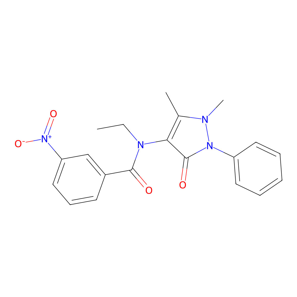 Benzamide, N-antipyrinyl-N-ethyl-m-nitro- molecular structure, CAS 15166-20-8