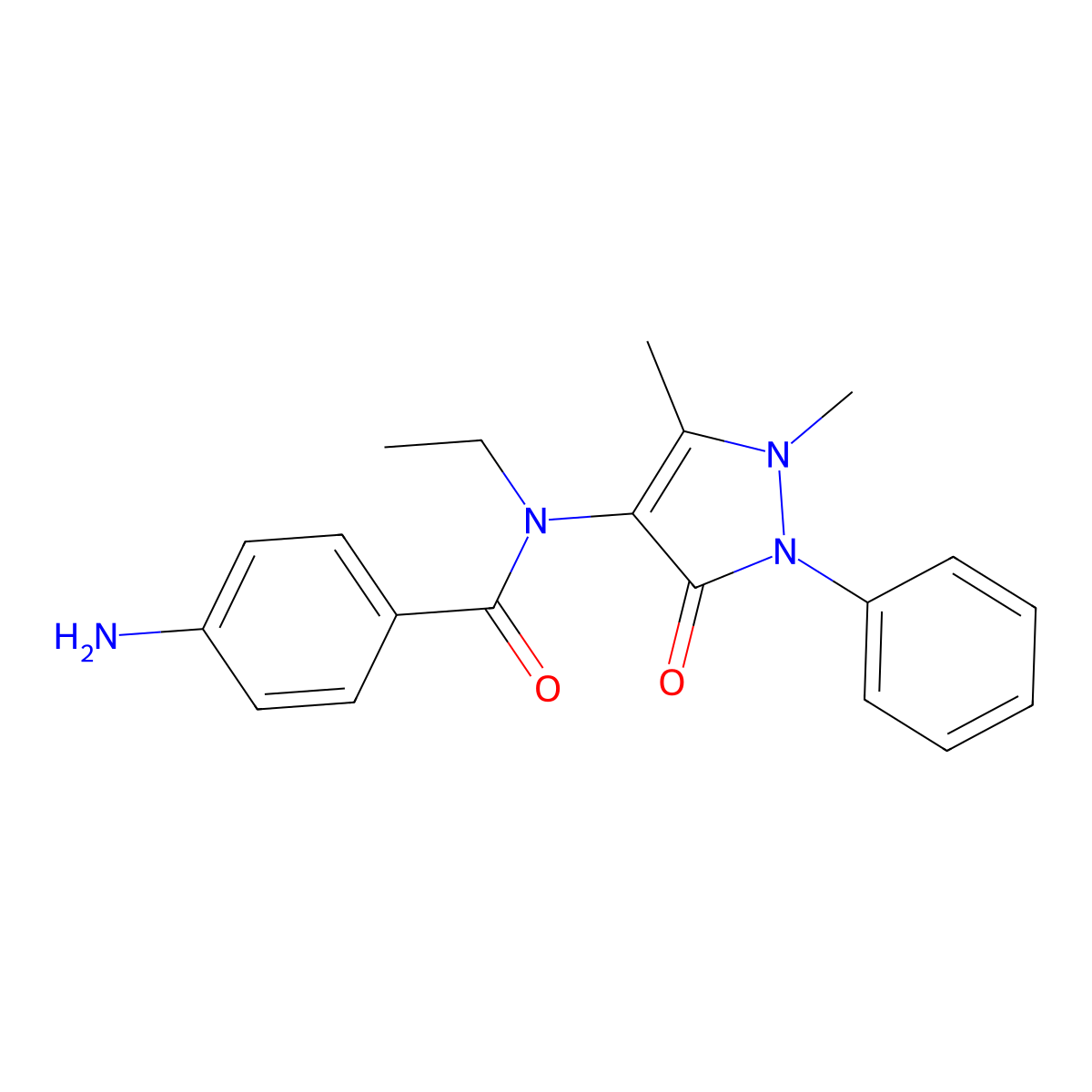 Benzamide, p-amino-N-antipyrinyl-N-ethyl- molecular structure, CAS 15166-21-9