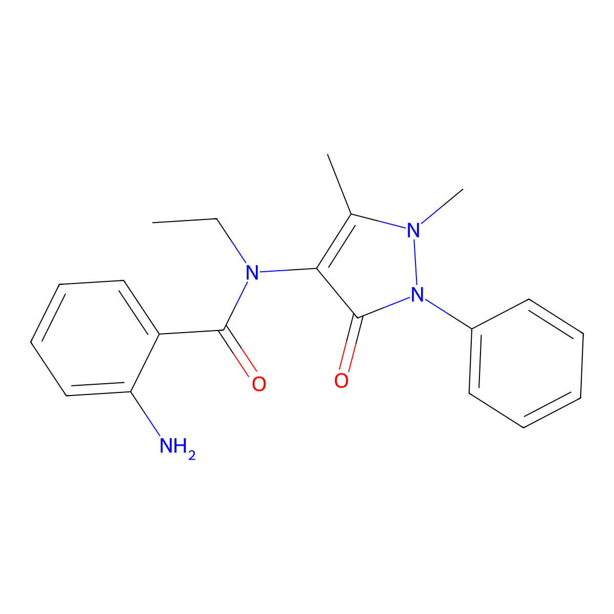BENZAMIDE, o-AMINO-N-ANTIPYRINYL-N-ETHYL- molecular structure, CAS 15166-22-0