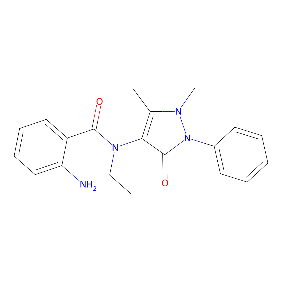 BENZAMIDE, o-AMINO-N-ANTIPYRINYL-N-ETHYL- molecular structure, CAS 15166-22-0