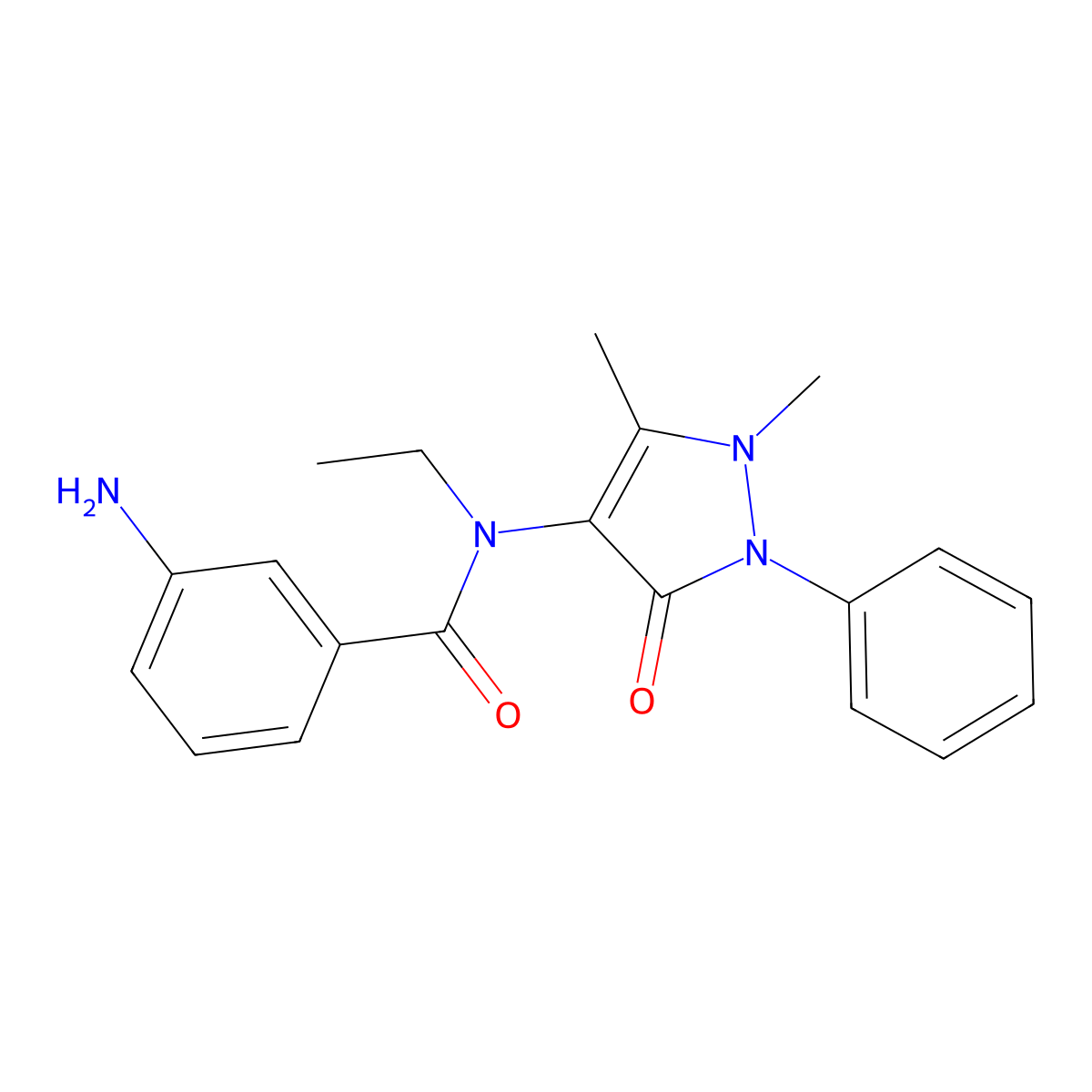 BENZAMIDE, m-AMINO-N-ANTIPYRINYL-N-ETHYL- molecular structure, CAS 15166-23-1