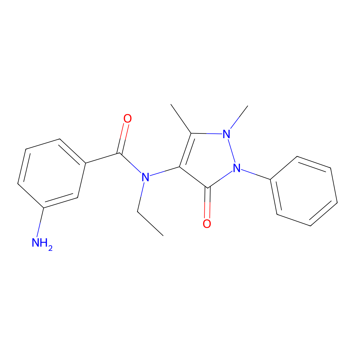 BENZAMIDE, m-AMINO-N-ANTIPYRINYL-N-ETHYL- molecular structure, CAS 15166-23-1