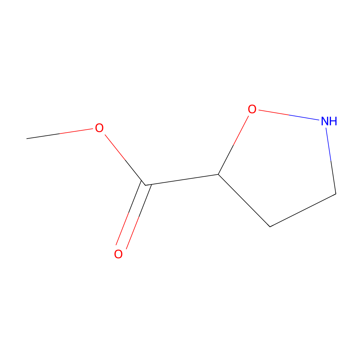 5-Isoxazolidinecarboxylic acid, methyl ester molecular structure, CAS 15166-59-3