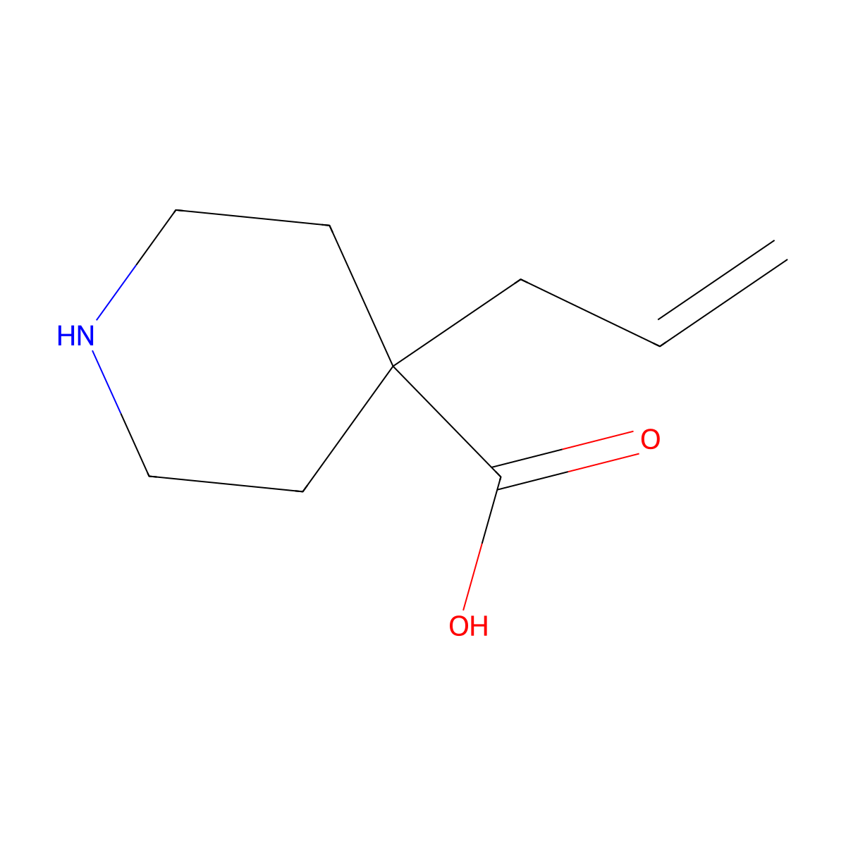 4-Allylpiperidine-4-carboxylic acid molecular structure, CAS 1516611-42-9
