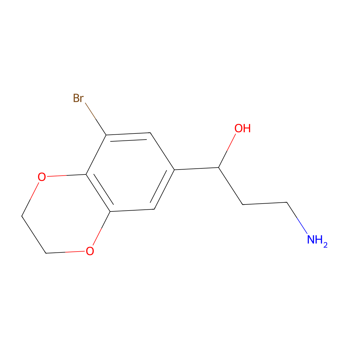3-Amino-1-(8-bromo-2,3-dihydro-1,4-benzodioxin-6-yl)propan-1-ol molecular structure, CAS 1516618-91-9