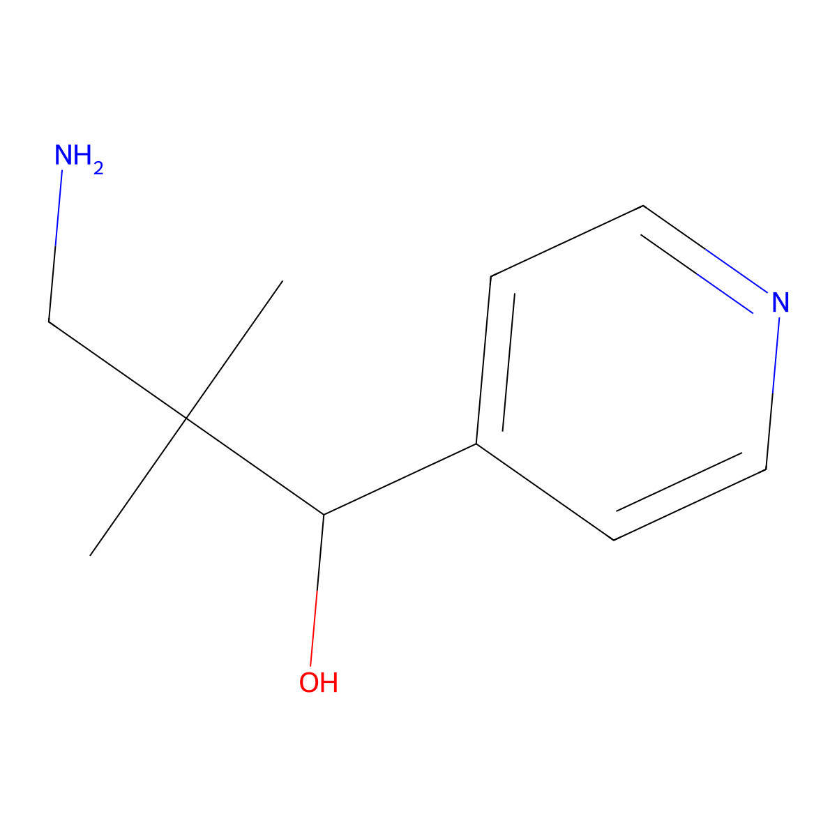 3-Amino-2,2-dimethyl-1-(pyridin-4-yl)propan-1-ol molecular structure, CAS 1516621-56-9