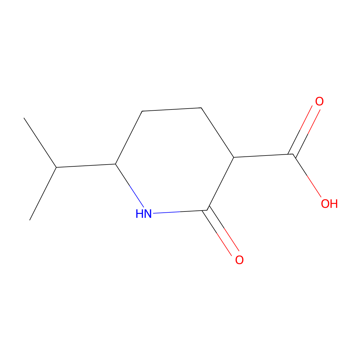 2-Oxo-6-(propan-2-yl)piperidine-3-carboxylic acid molecular structure, CAS 1516627-62-5