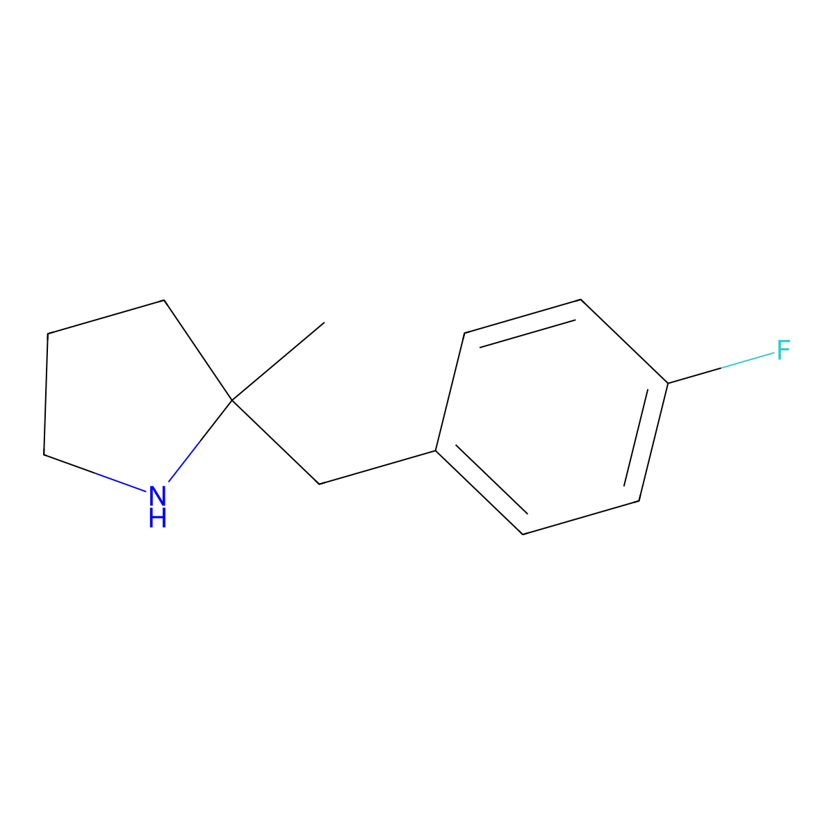 2-((4-Fluorophenyl)methyl)-2-methylpyrrolidine molecular structure, CAS 1516662-06-8