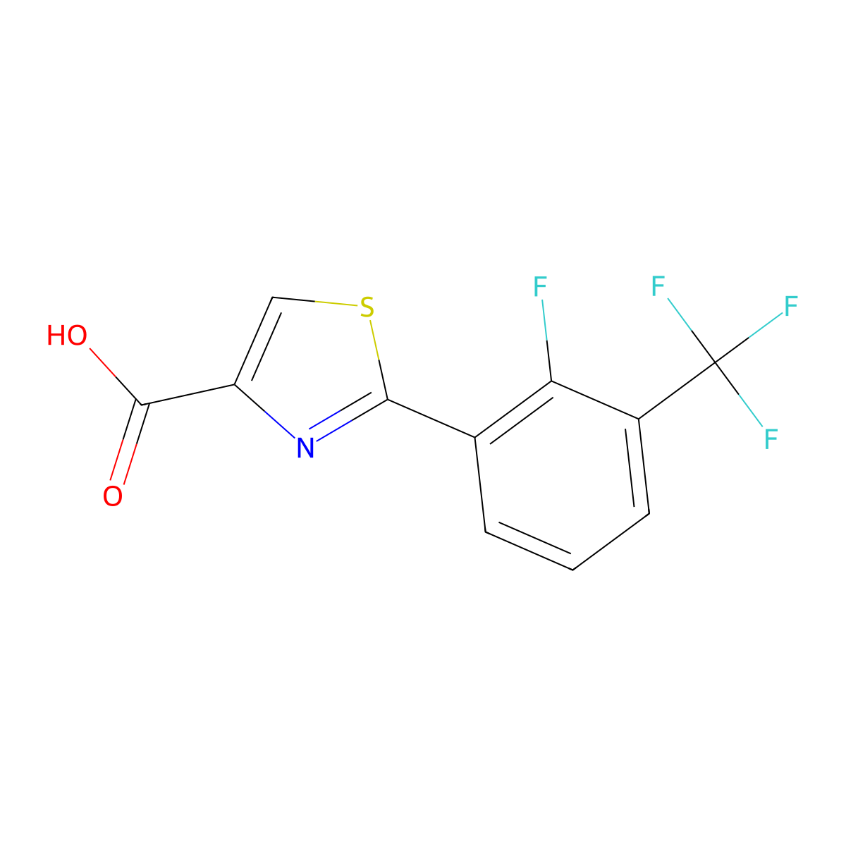 2-(2-Fluoro-3-(trifluoromethyl)phenyl)thiazole-4-carboxylic acid molecular structure, CAS 1516693-33-6