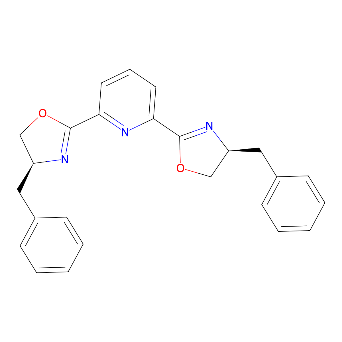 2,6-Bis((S)-4-benzyl-4,5-dihydrooxazol-2-yl)pyridine molecular structure, CAS 151670-69-8
