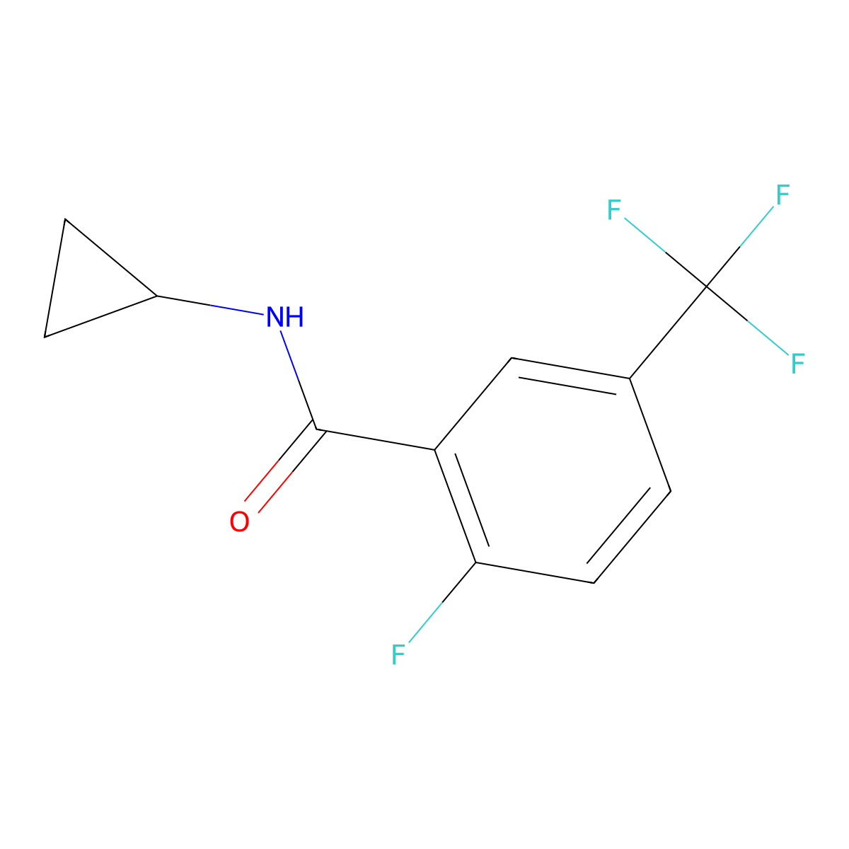 N-cyclopropyl-2-fluoro-5-(trifluoromethyl)benzamide molecular structure, CAS 1516702-40-1
