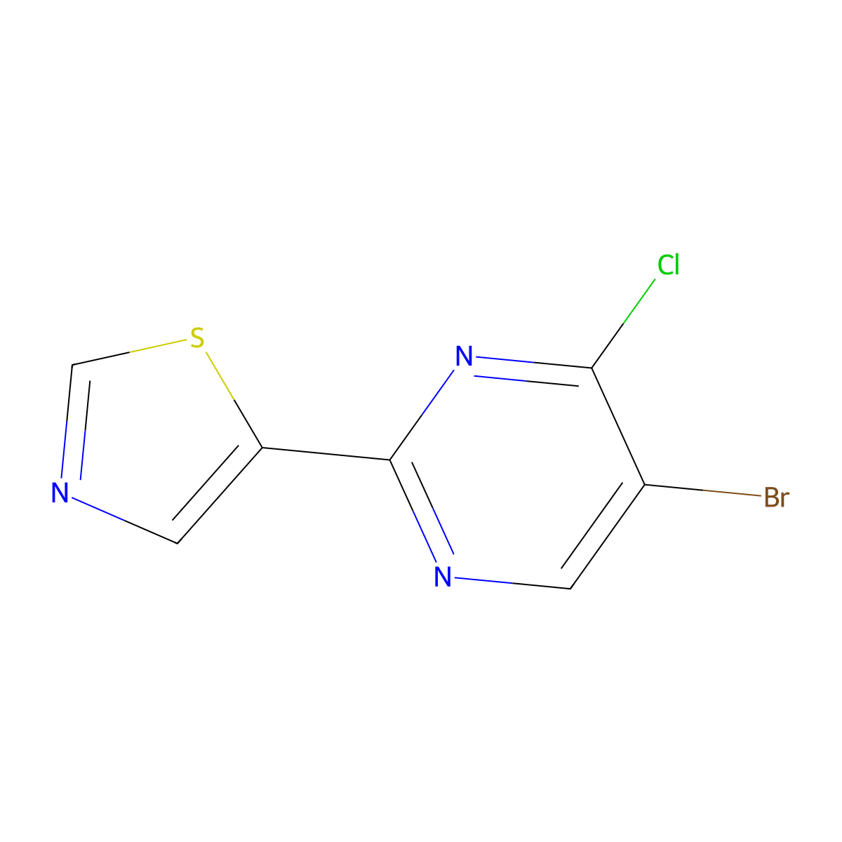 5-(5-Bromo-4-chloropyrimidin-2-yl)thiazole molecular structure, CAS 1516735-59-3