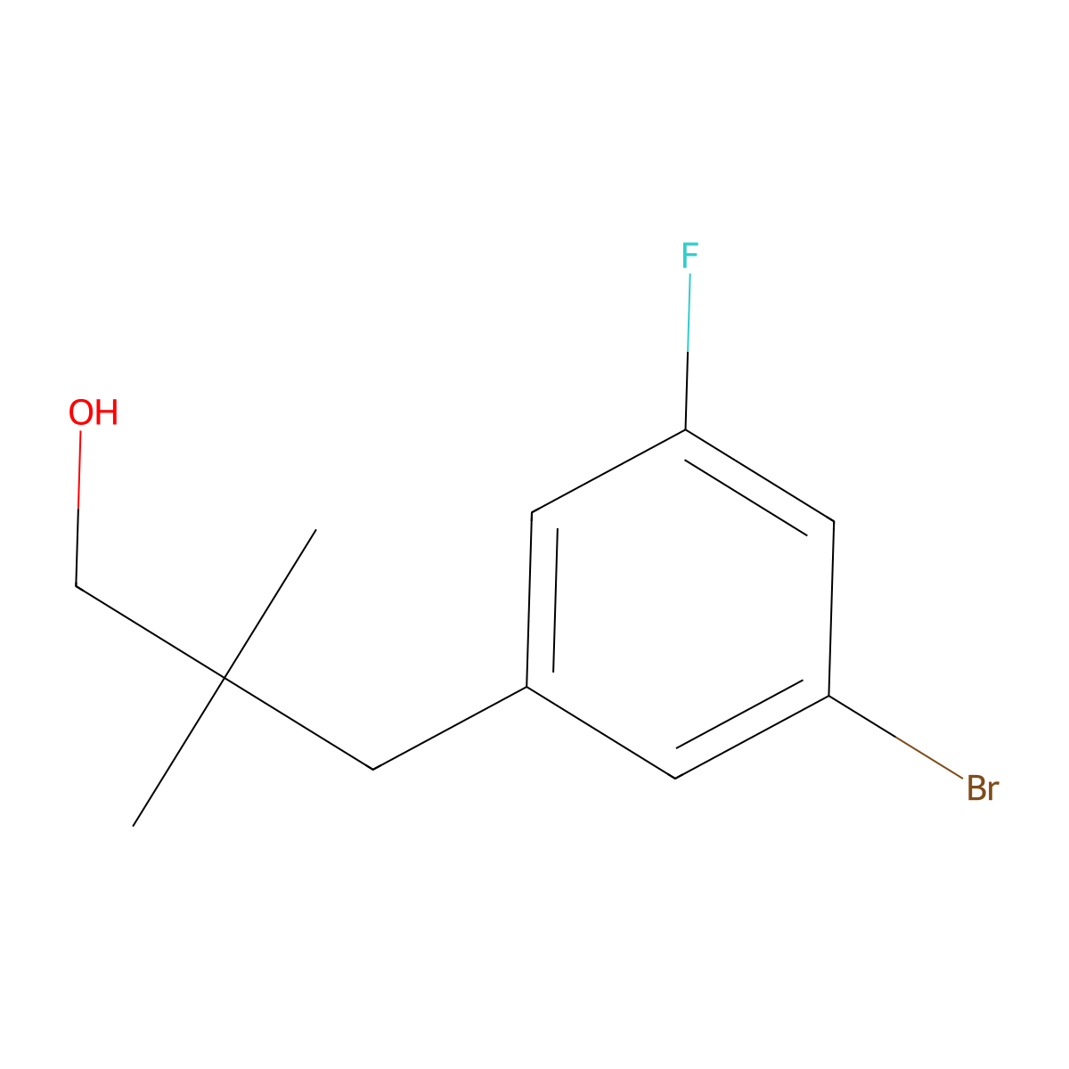 3-(3-Bromo-5-fluorophenyl)-2,2-dimethylpropan-1-ol molecular structure, CAS 1516755-88-6