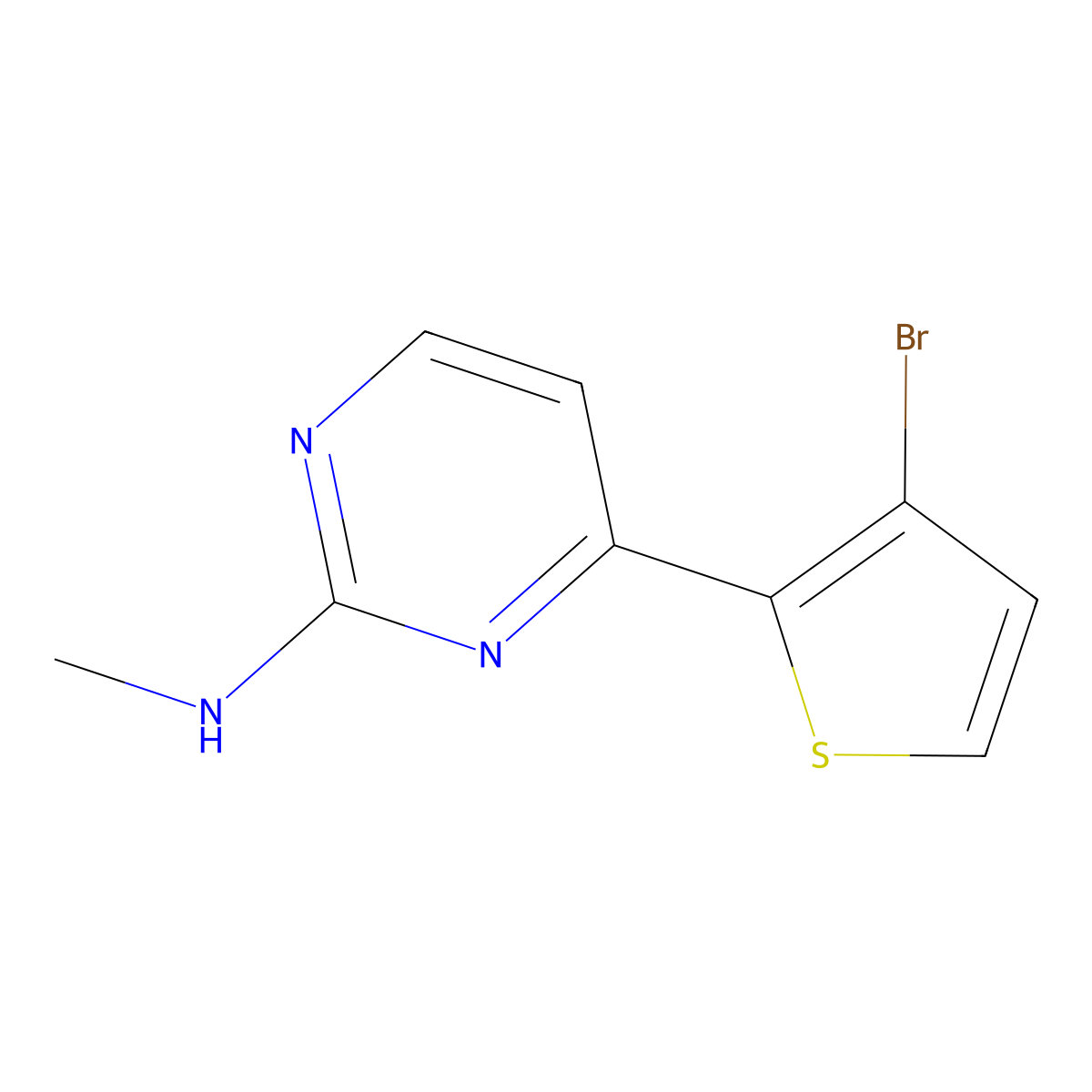 4-(3-bromothiophen-2-yl)-N-methylpyrimidin-2-amine molecular structure, CAS 1516757-44-0