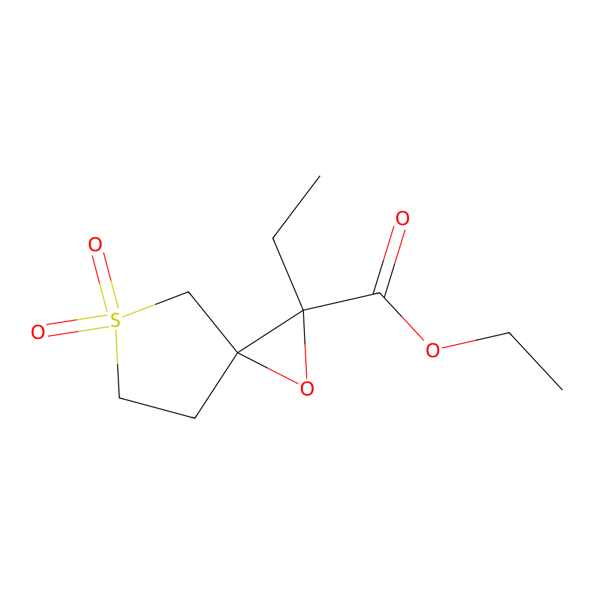 Ethyl 2-ethyl-1-oxa-5-thiaspiro[2.4]heptane-2-carboxylate 5,5-dioxide molecular structure, CAS 1516762-76-7