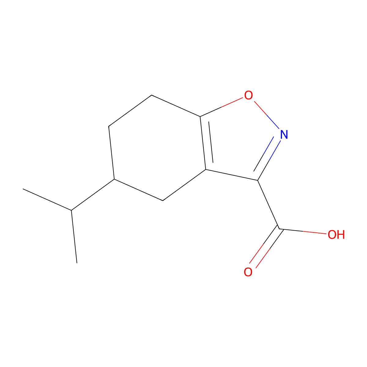5-(Propan-2-yl)-4,5,6,7-tetrahydro-1,2-benzoxazole-3-carboxylic acid molecular structure, CAS 1516763-20-4