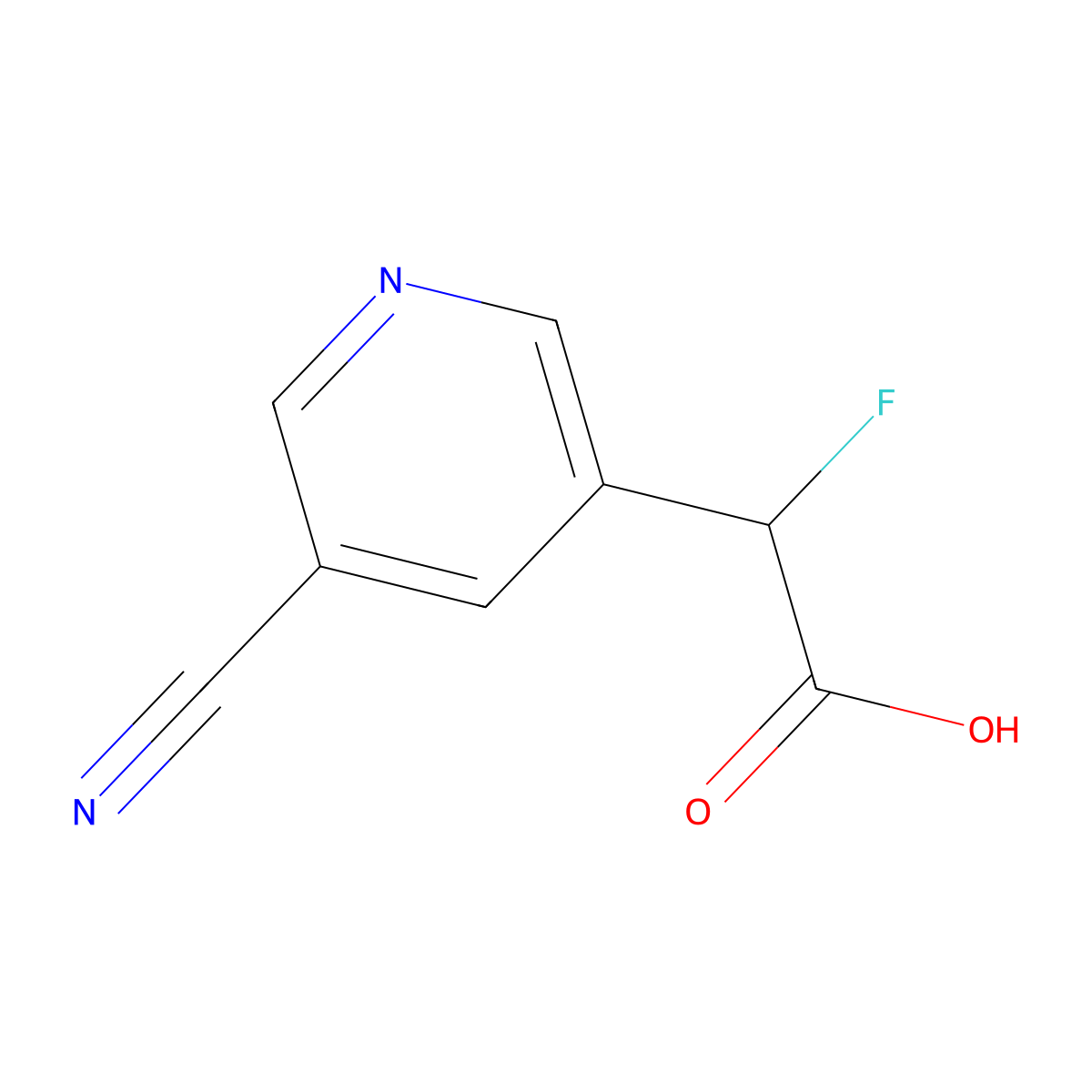 2-(5-Cyanopyridin-3-yl)-2-fluoroacetic acid molecular structure, CAS 1516779-75-1