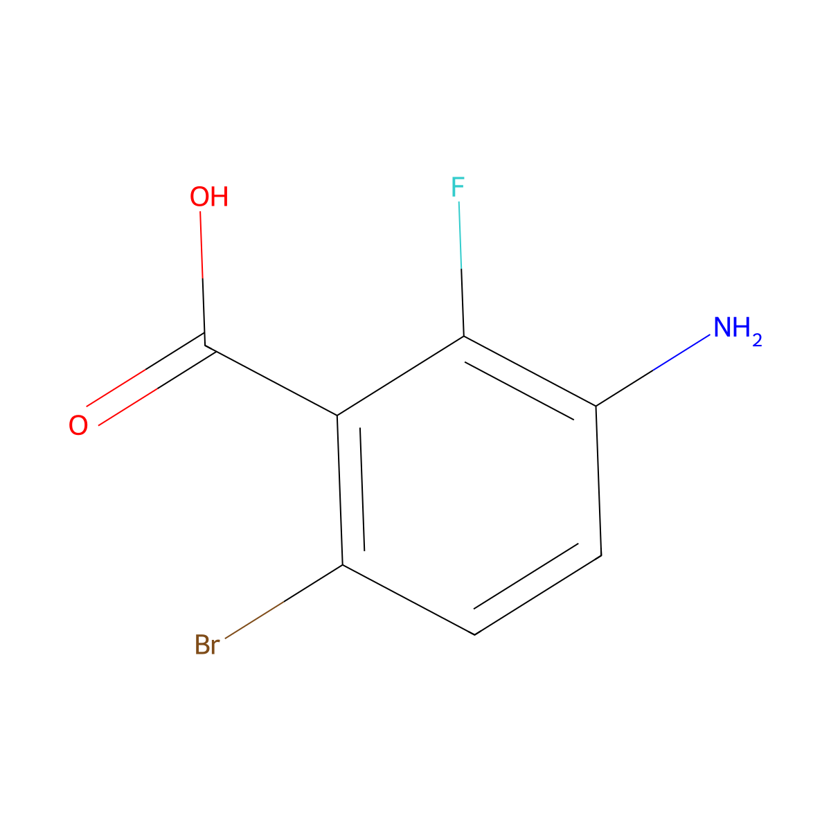 3-Amino-6-bromo-2-fluorobenzoic acid molecular structure, CAS 1516801-51-6