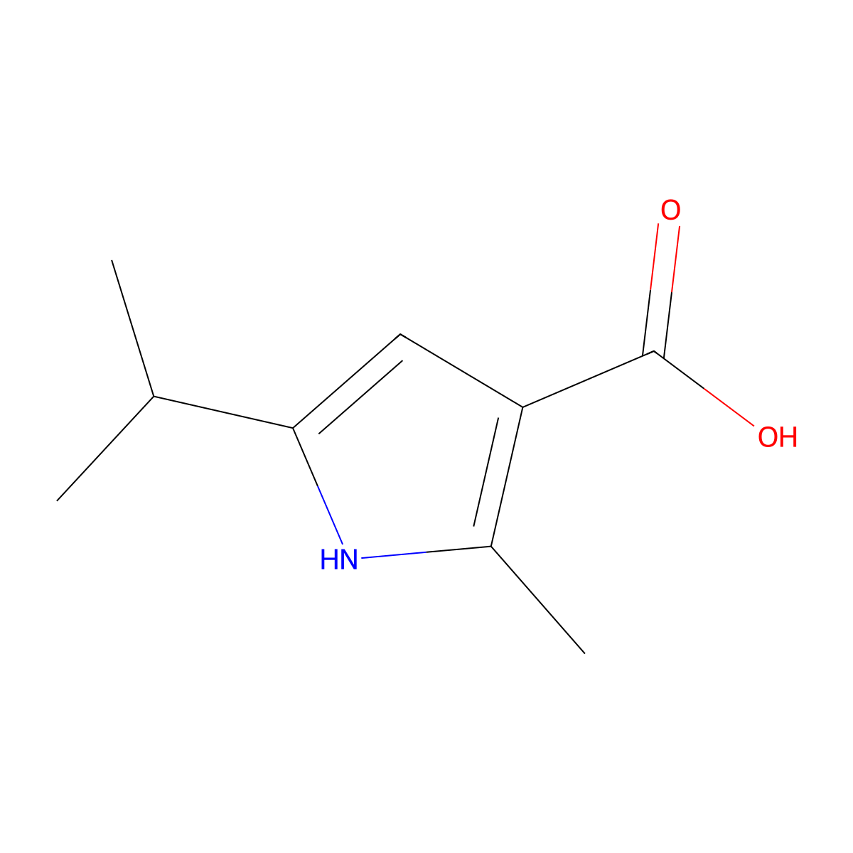 2-Methyl-5-(propan-2-YL)-1H-pyrrole-3-carboxylic acid molecular structure, CAS 1516826-86-0