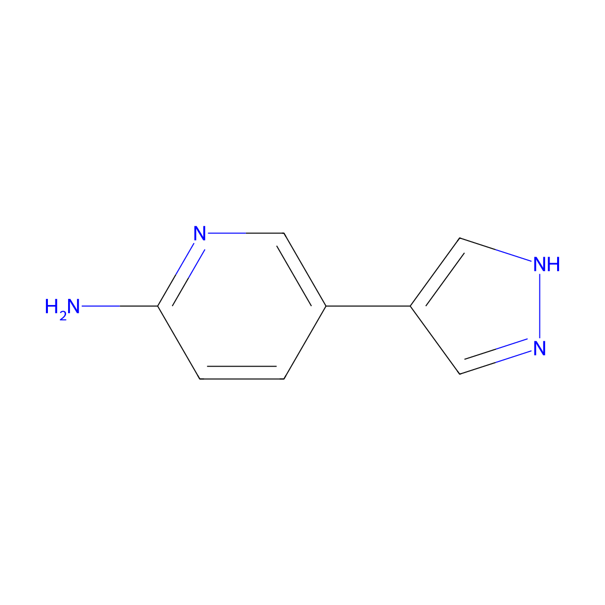 5-(1H-Pyrazol-4-yl)pyridin-2-amine molecular structure, CAS 1516827-74-9