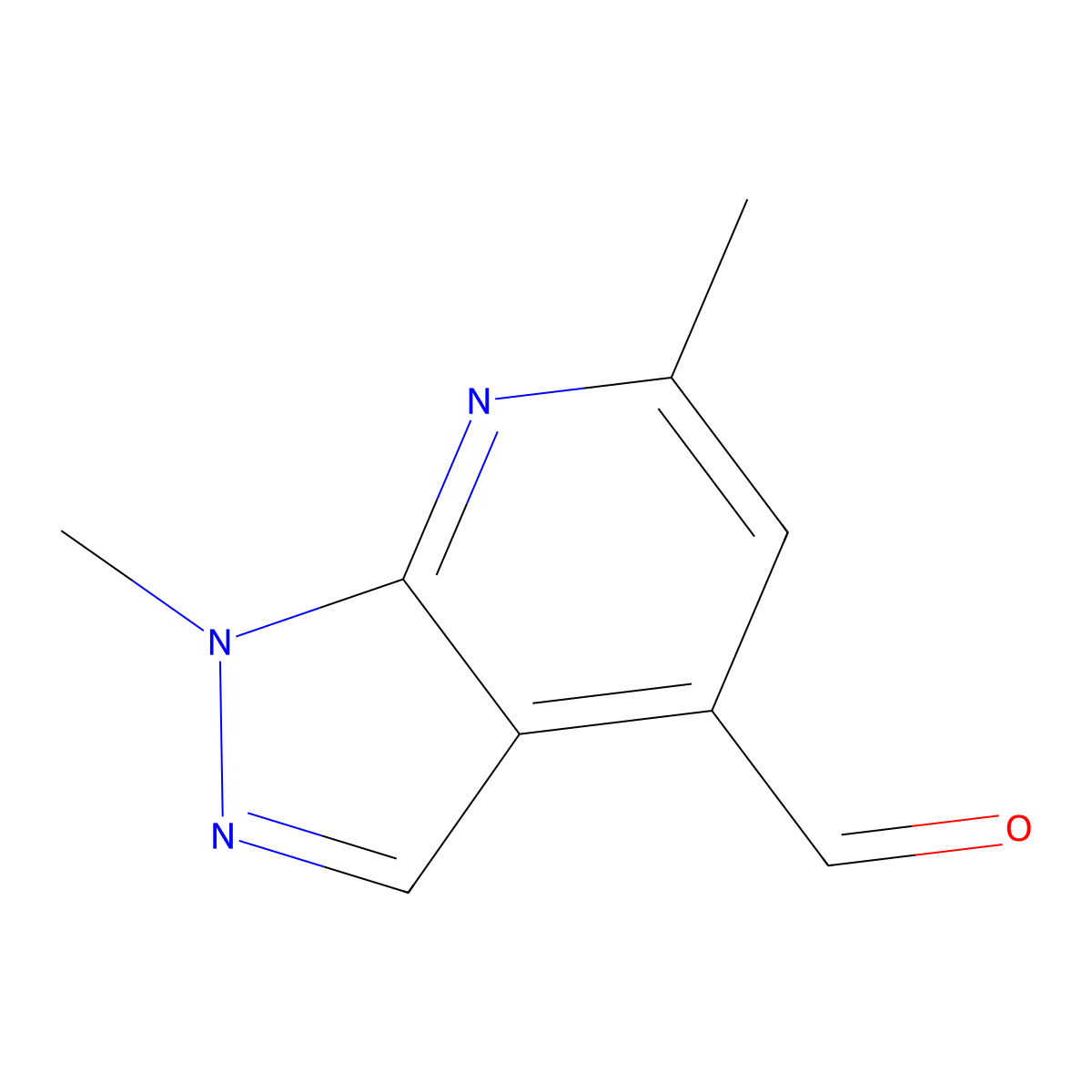 1,6-Dimethyl-1H-pyrazolo[3,4-b]pyridine-4-carbaldehyde molecular structure, CAS 1516833-31-0