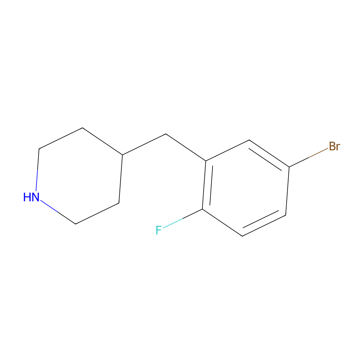 4-(5-Bromo-2-fluorobenzyl)piperidine molecular structure, CAS 1516839-09-0