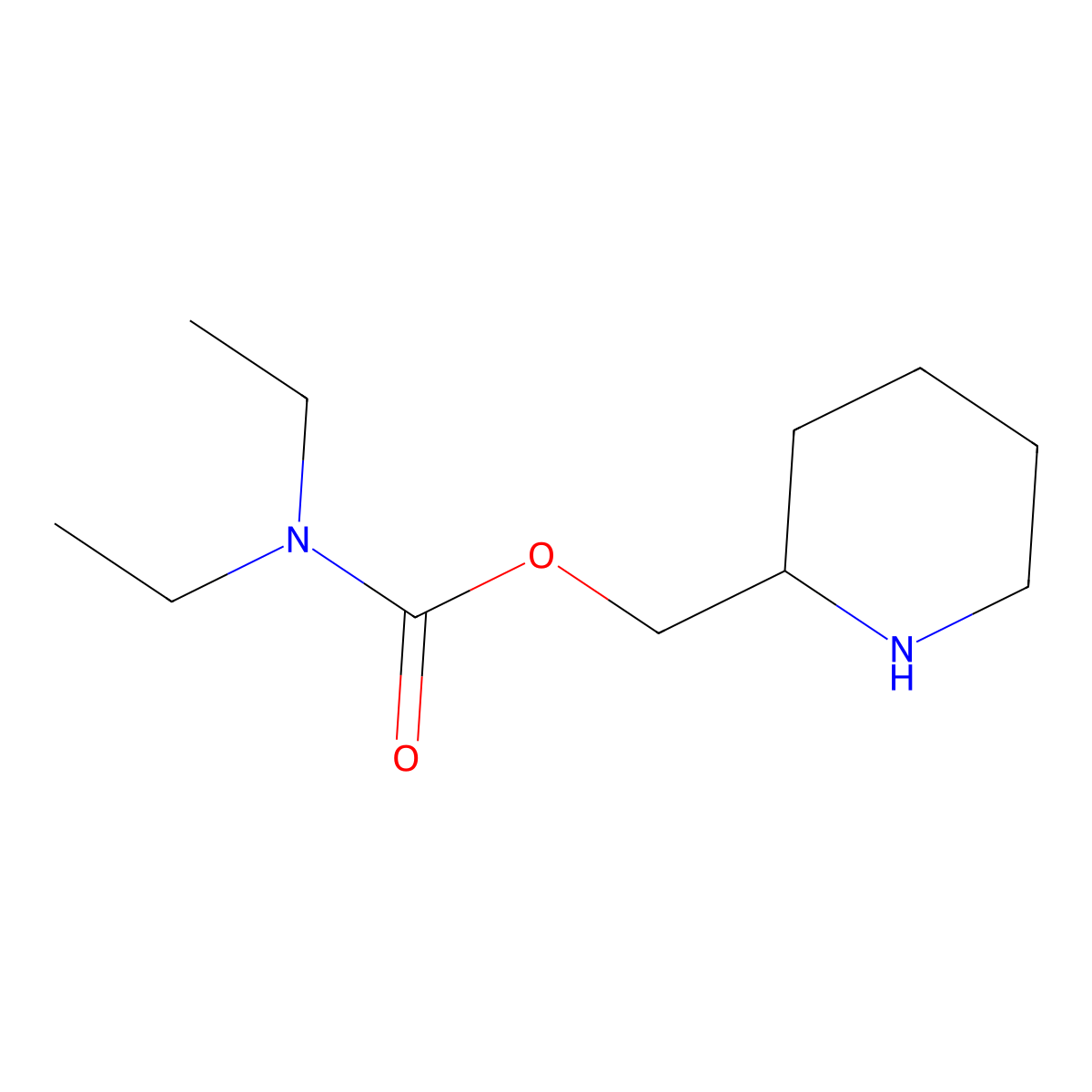 (piperidin-2-yl)methyl N,N-diethylcarbamate molecular structure, CAS 1516839-11-4