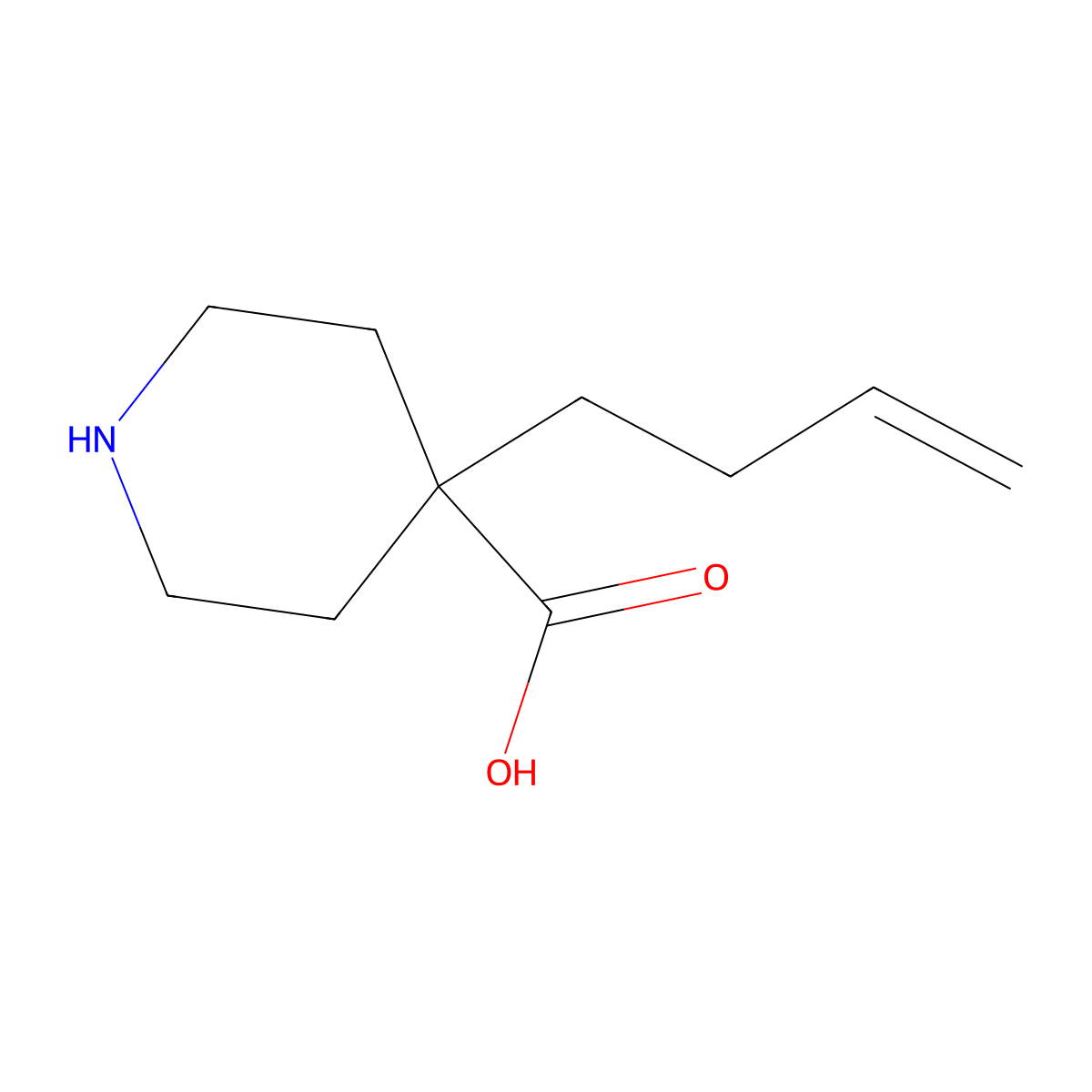 4-(But-3-en-1-yl)piperidine-4-carboxylic acid molecular structure, CAS 1516852-26-8