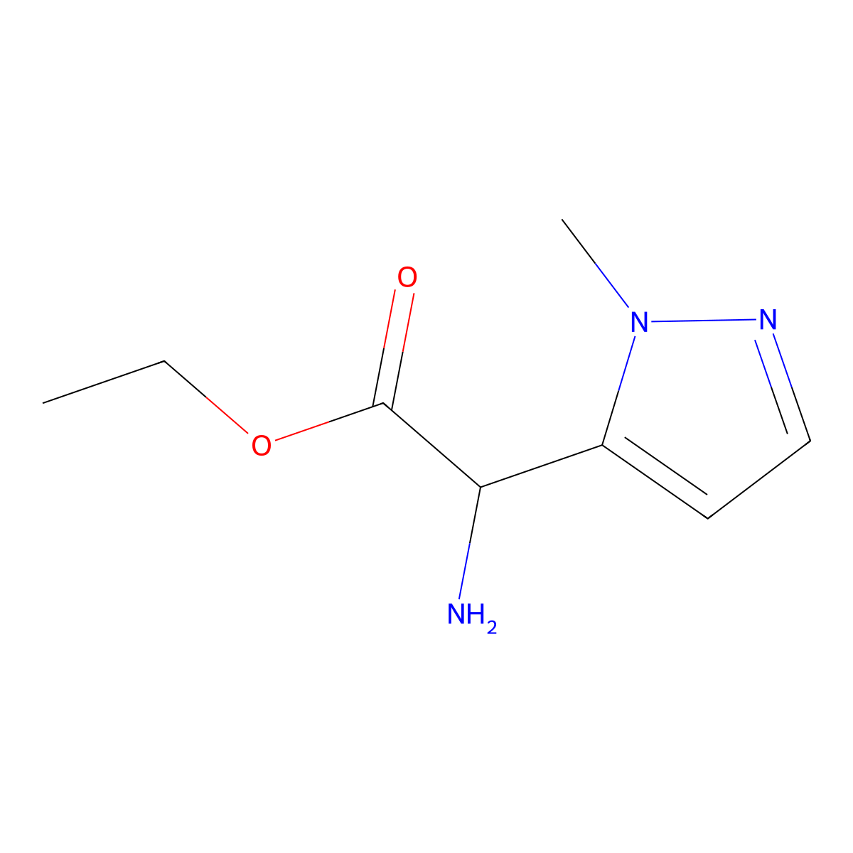 ethyl 2-amino-2-(1-methyl-1H-pyrazol-5-yl)acetate molecular structure, CAS 1516877-44-3