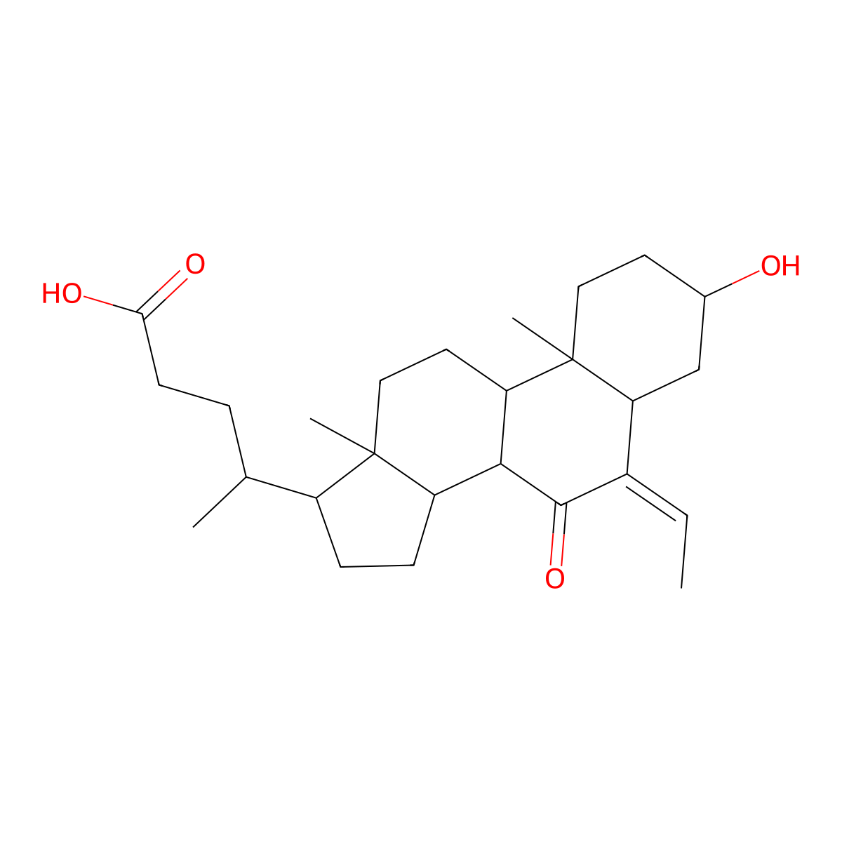 (R)-4-((3R,5R,8S,9S,10R,13R,14S,17R,E)-6-ethylidene-3-hydroxy-10,13-dimethyl-7-oxohexadecahydro-1H-cyclopenta[a]phenanthren-17-yl)pentanoic acid molecular structure, CAS 1516887-33-4