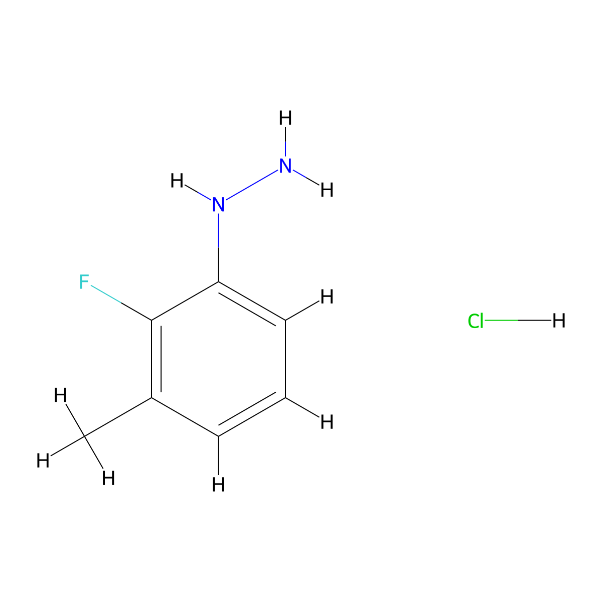 (2-Fluoro-3-methylphenyl)hydrazine hydrochloride molecular structure, CAS 1516890-85-9