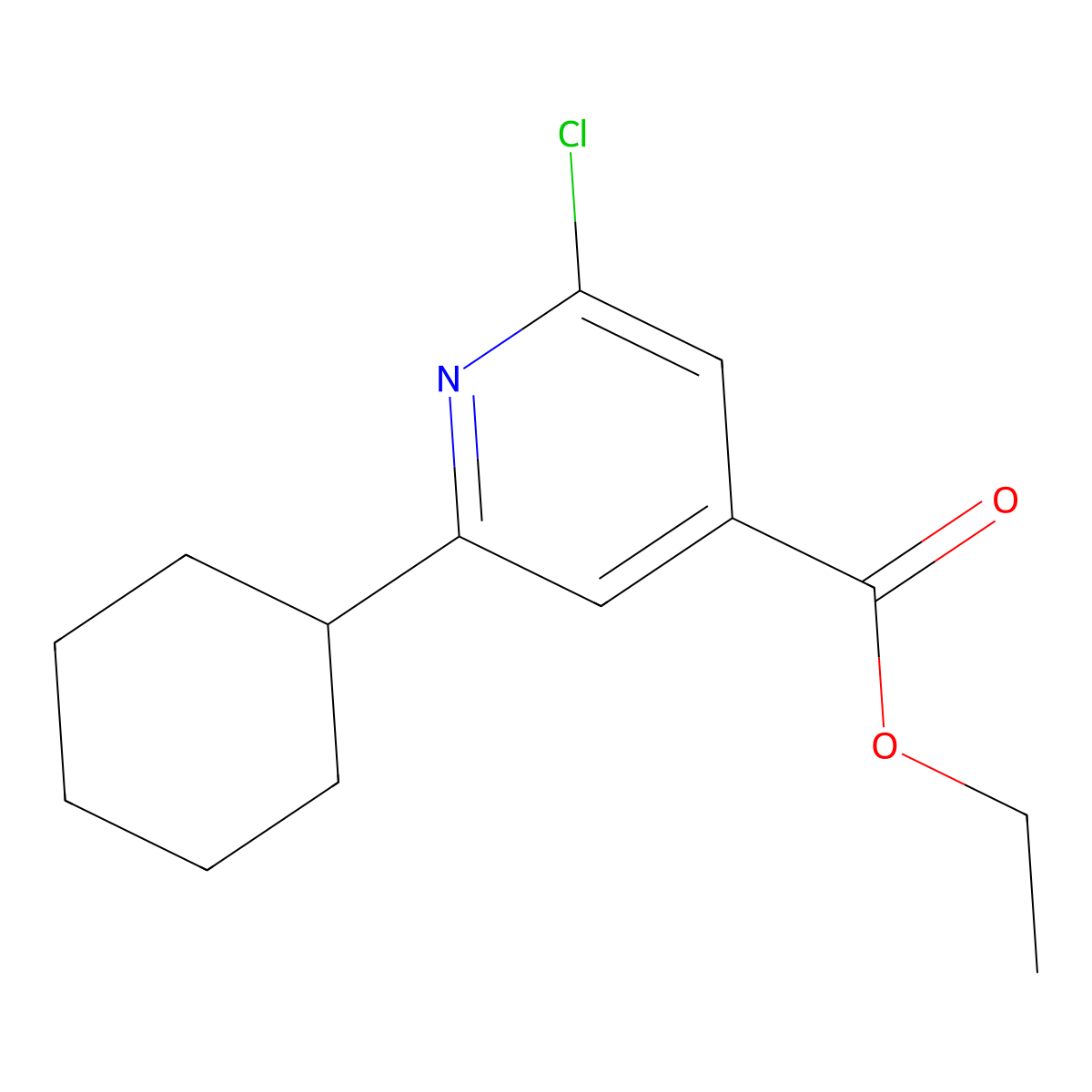 Ethyl 2-chloro-6-cyclohexylpyridine-4-carboxylate molecular structure, CAS 1516902-33-2