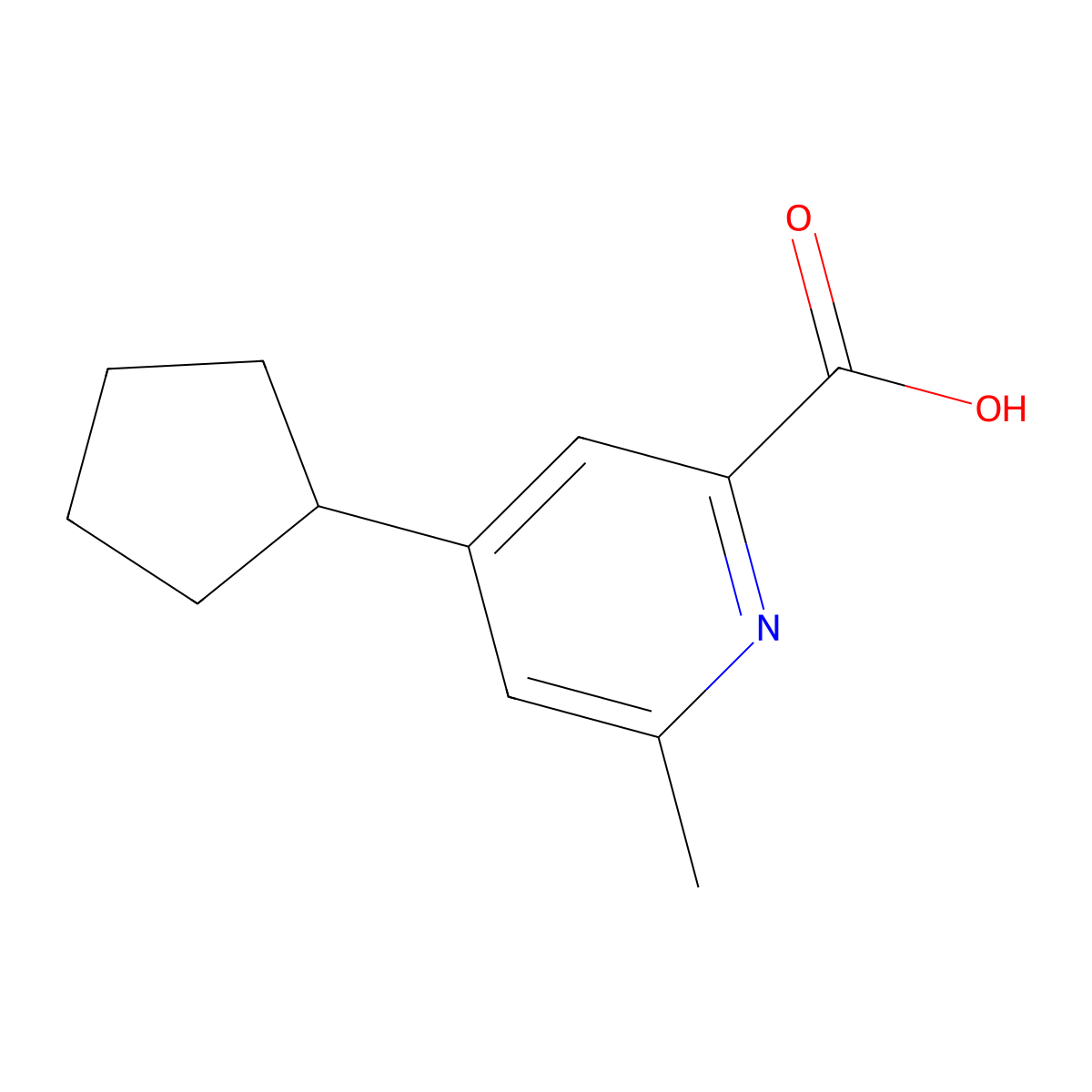4-Cyclopentyl-6-methylpicolinic acid molecular structure, CAS 1516902-63-8