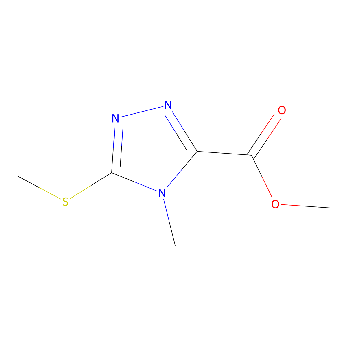 methyl 4-methyl-5-(methylsulfanyl)-4H-1,2,4-triazole-3-carboxylate molecular structure, CAS 1516917-21-7