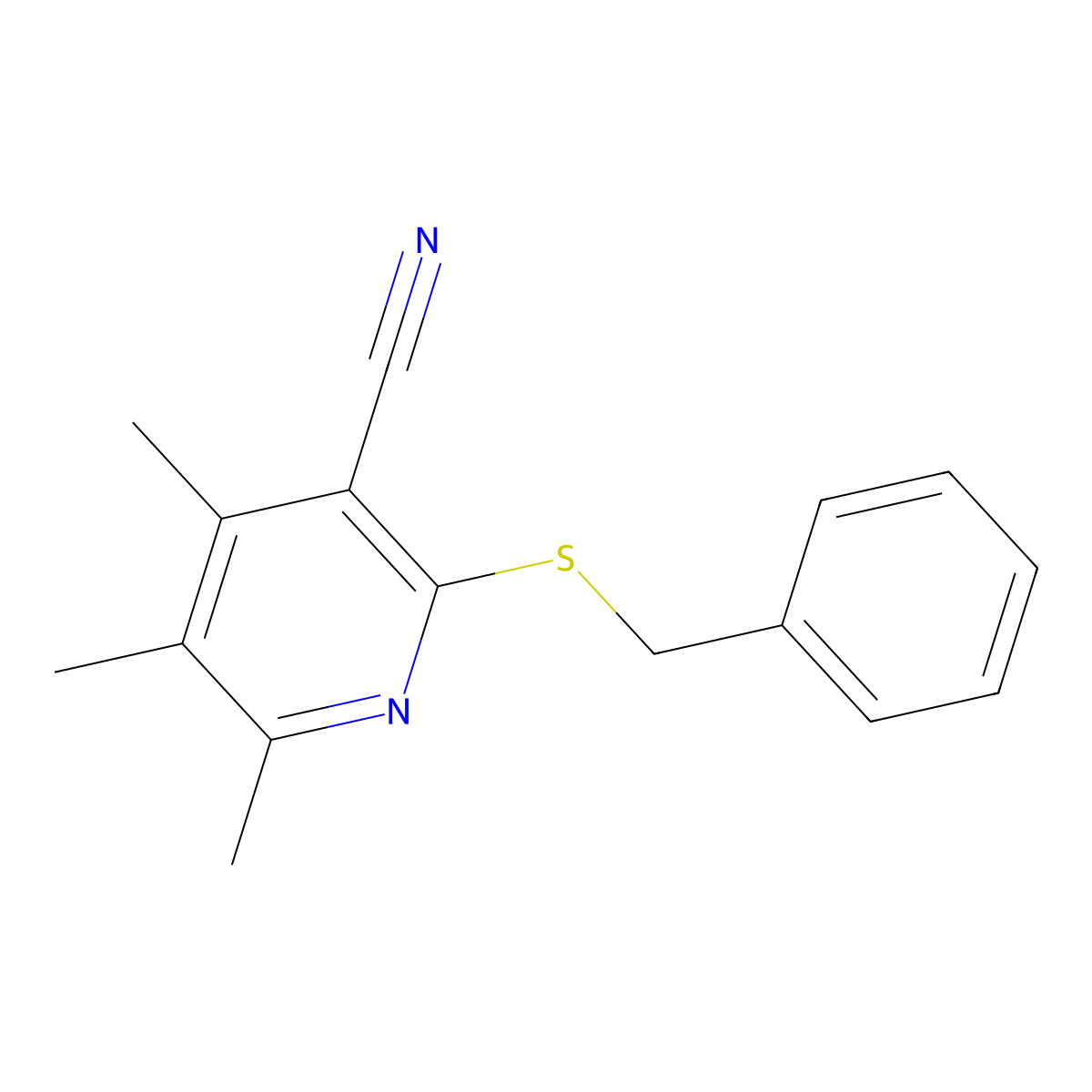 2-(Benzylthio)-4,5,6-trimethylnicotinonitrile molecular structure, CAS 151693-77-5
