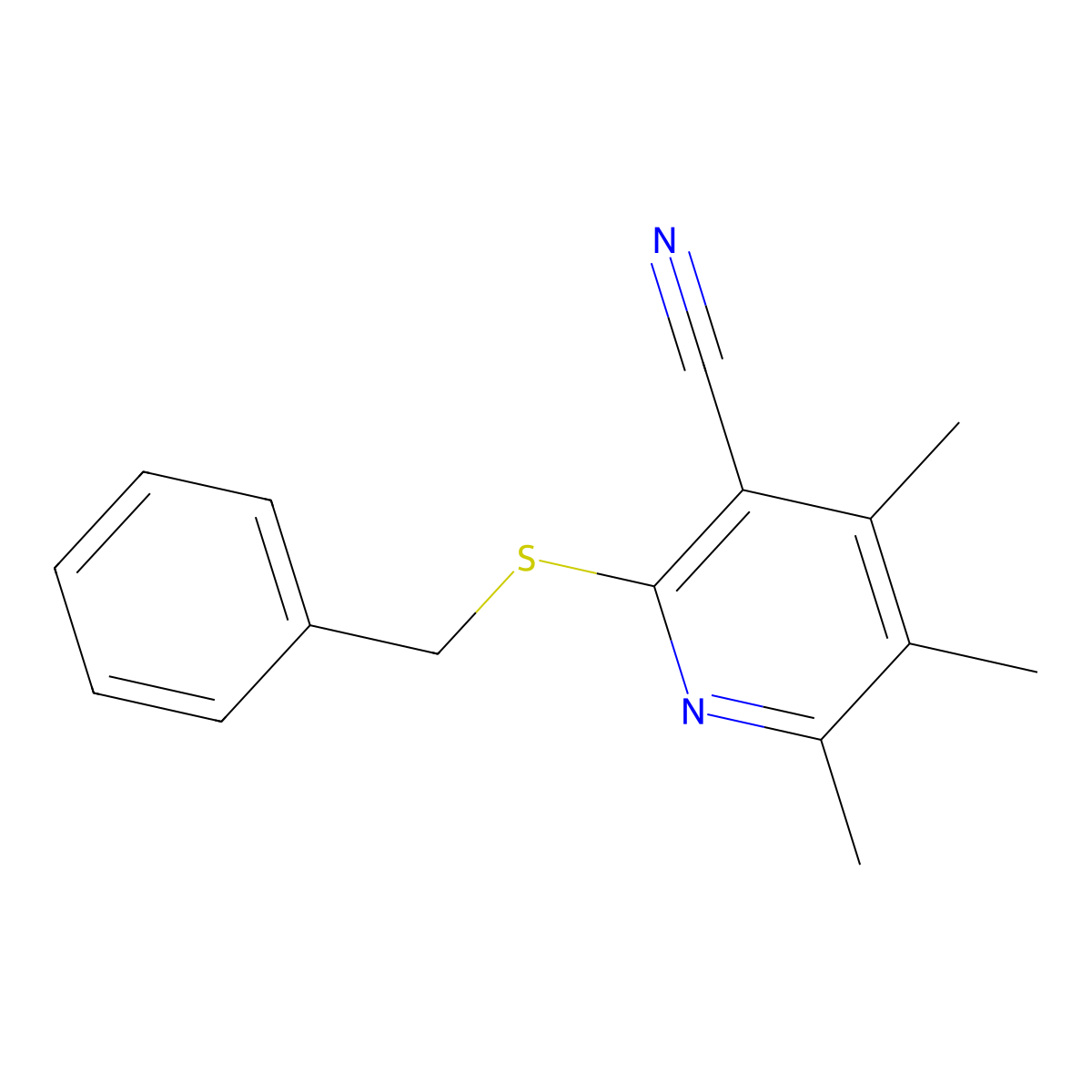 2-(Benzylthio)-4,5,6-trimethylnicotinonitrile molecular structure, CAS 151693-77-5