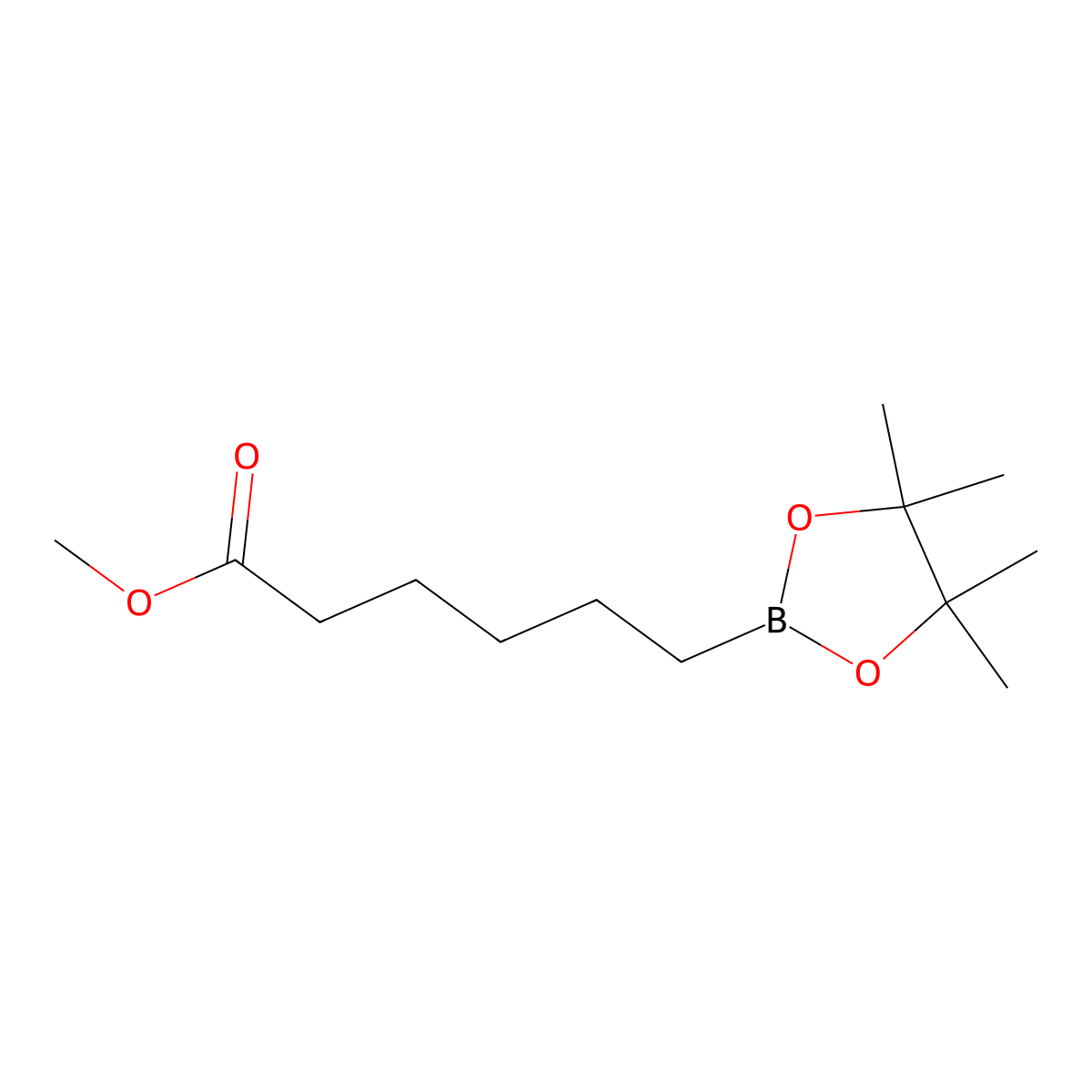 Methyl 6-(tetramethyl-1,3,2-dioxaborolan-2-yl)hexanoate molecular structure, CAS 1516934-00-1