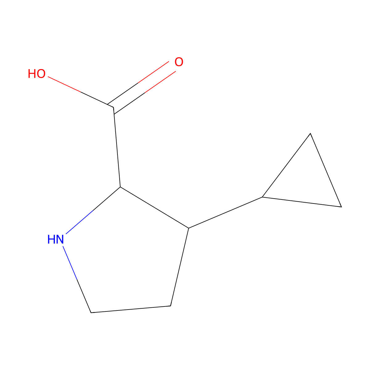 3-Cyclopropylpyrrolidine-2-carboxylic acid molecular structure, CAS 1516935-54-8