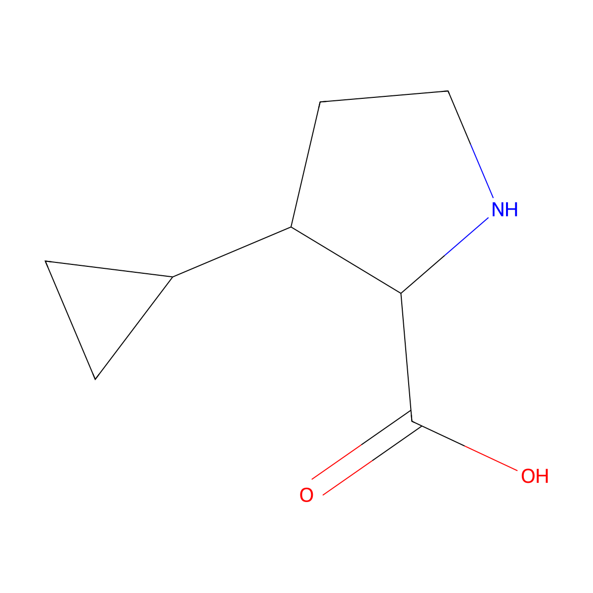 3-Cyclopropylpyrrolidine-2-carboxylic acid molecular structure, CAS 1516935-54-8