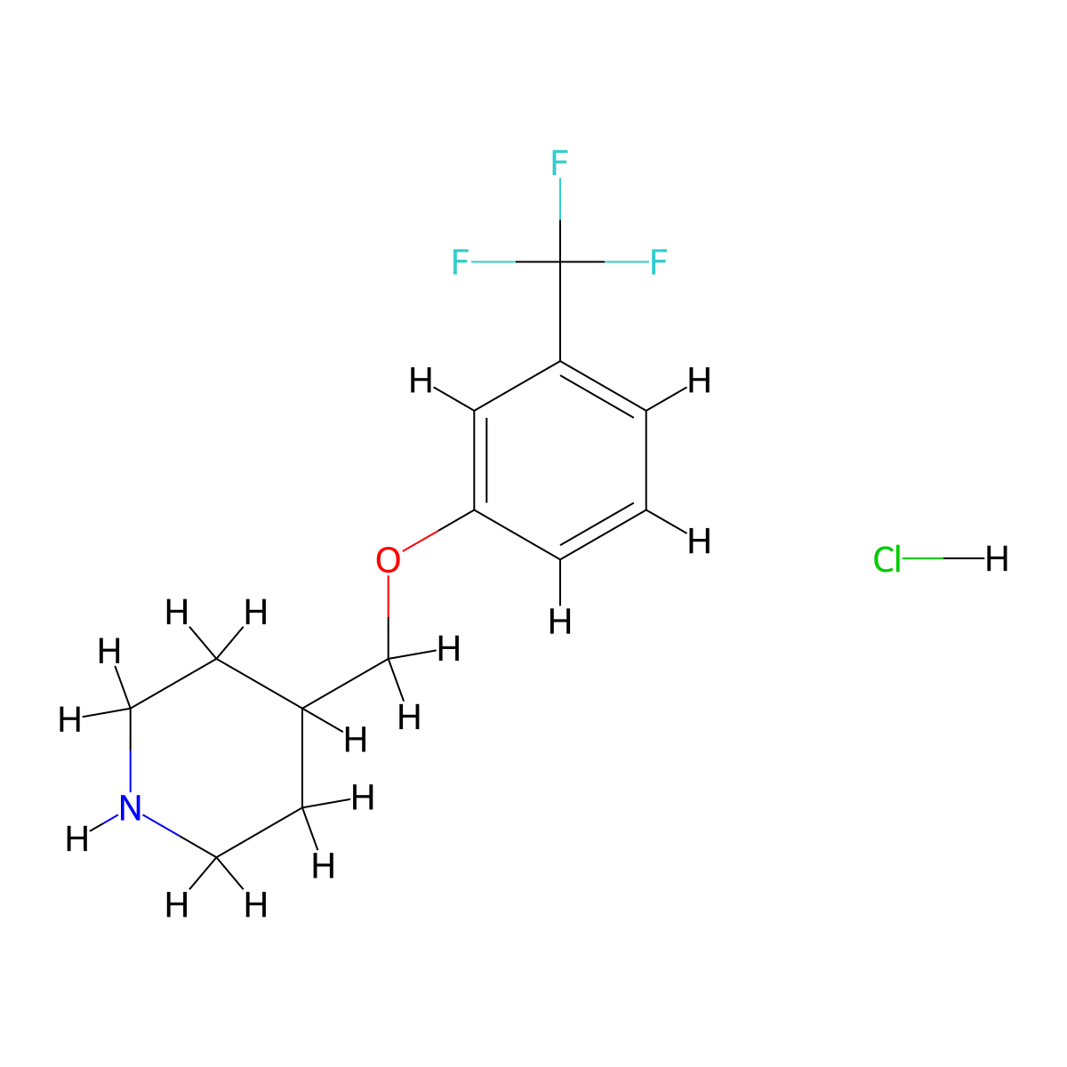 4-{[3-(Trifluoromethyl)phenoxy]methyl}piperidine hydrochloride molecular structure, CAS 1516938-12-7