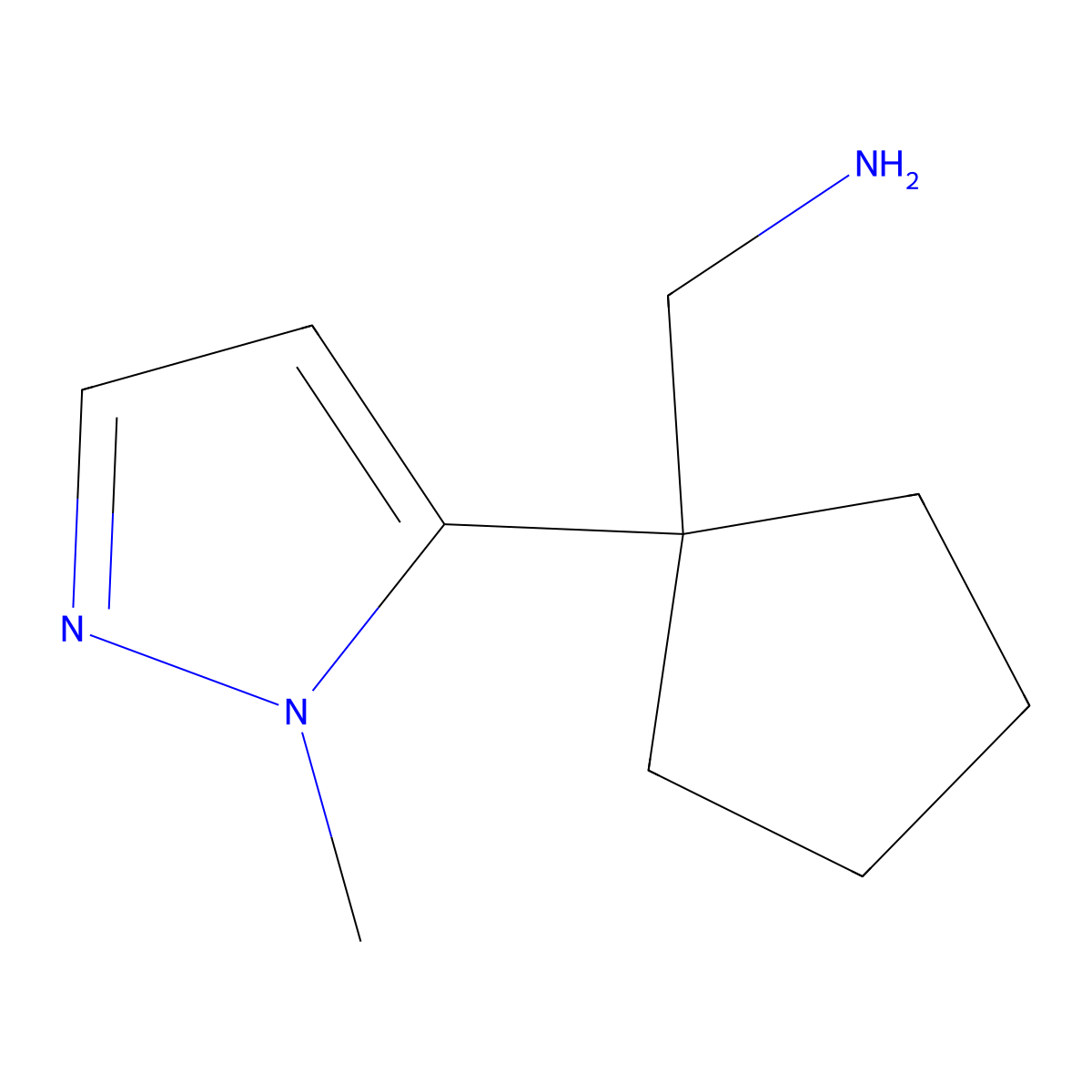 [1-(1-Methyl-1H-pyrazol-5-yl)cyclopentyl]methanamine molecular structure, CAS 1516977-38-0