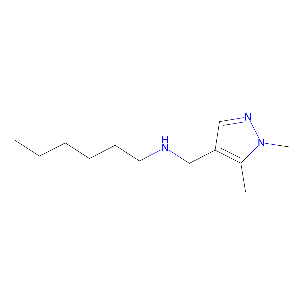[(1,5-Dimethyl-1H-pyrazol-4-yl)methyl](hexyl)amine molecular structure, CAS 1516992-39-4