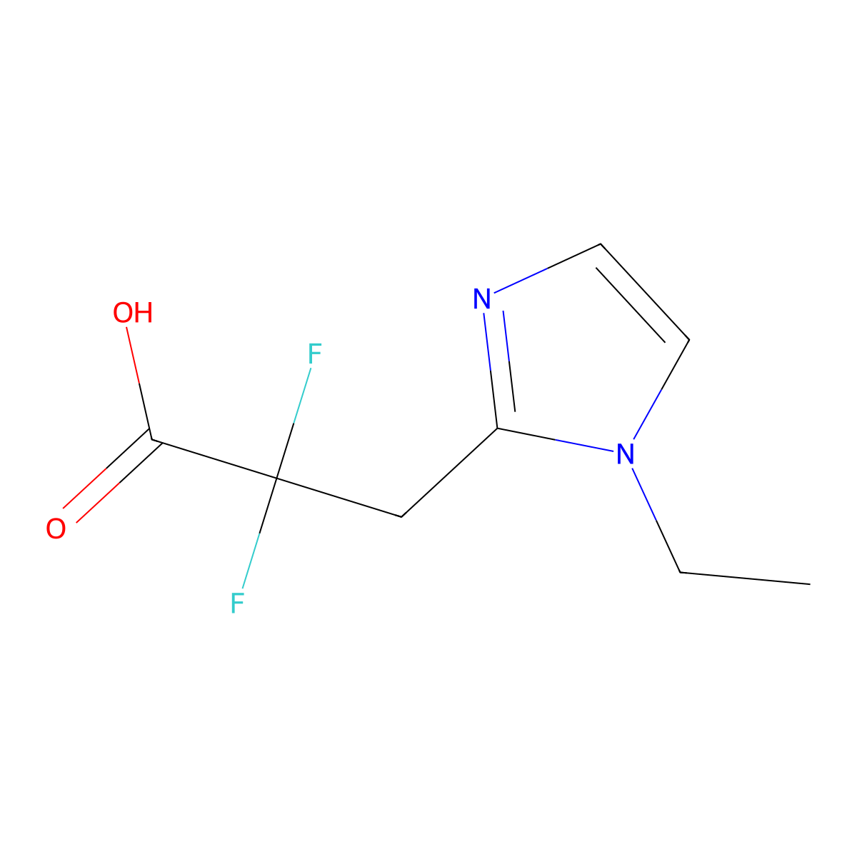 3-(1-Ethyl-1h-imidazol-2-yl)-2,2-difluoropropanoic acid molecular structure, CAS 1517016-02-2