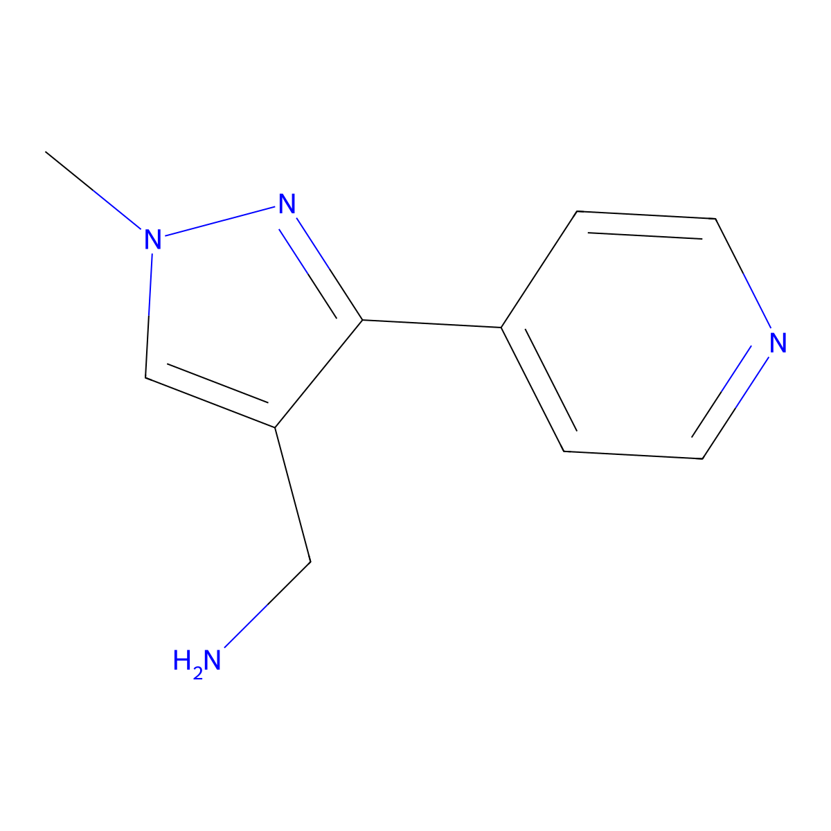 (1-methyl-3-(pyridin-4-yl)-1H-pyrazol-4-yl)methanamine molecular structure, CAS 1517033-12-3