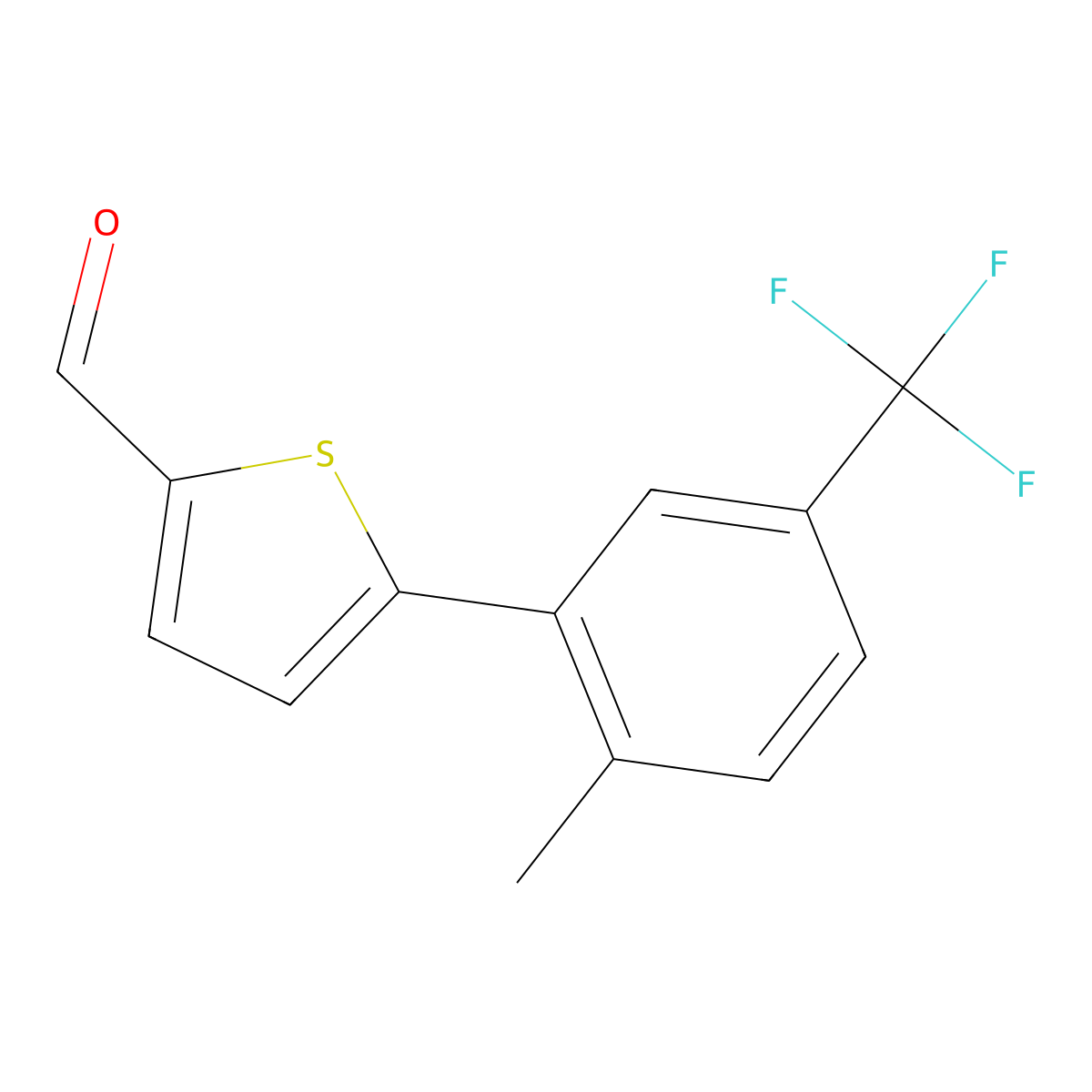 5-[2-Methyl-5-(trifluoromethyl)phenyl]-2-thiophenecarboxaldehyde molecular structure, CAS 1517055-29-6
