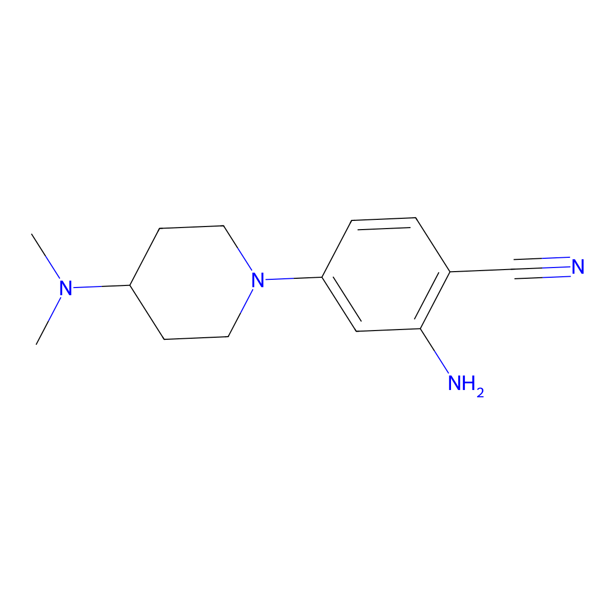 2-Amino-4-[4-(dimethylamino)piperidin-1-yl]benzonitrile molecular structure, CAS 1517080-53-3