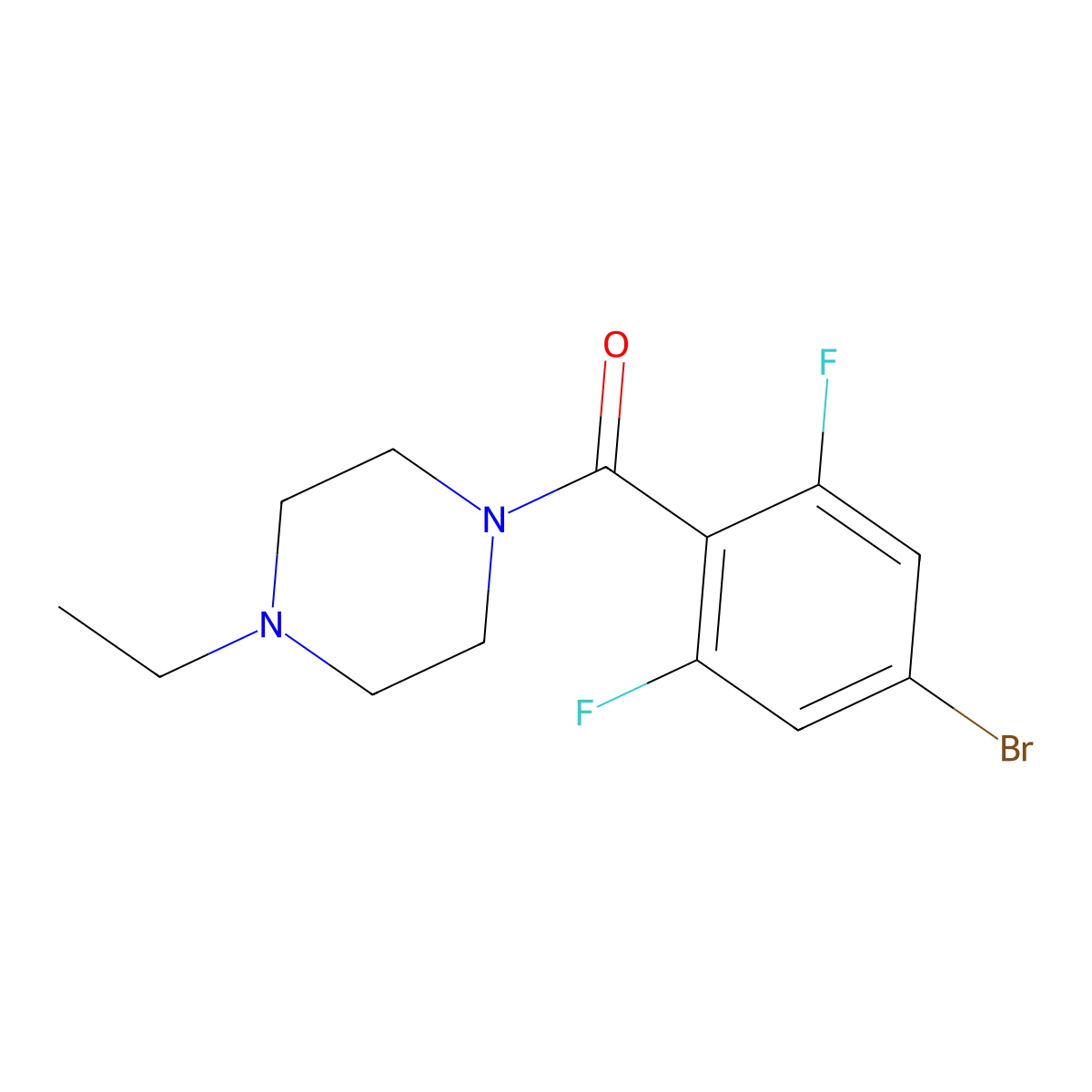 (4-Bromo-2,6-difluorophenyl)(4-ethyl-1-piperazinyl)methanone molecular structure, CAS 1517094-97-1